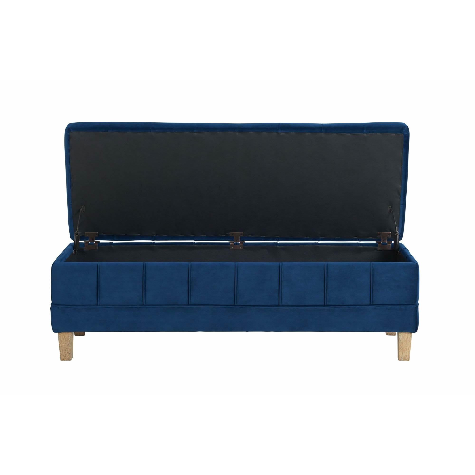  Elements International Crosby Tufted Storage Ottoman - Cobalt IMAGE 4