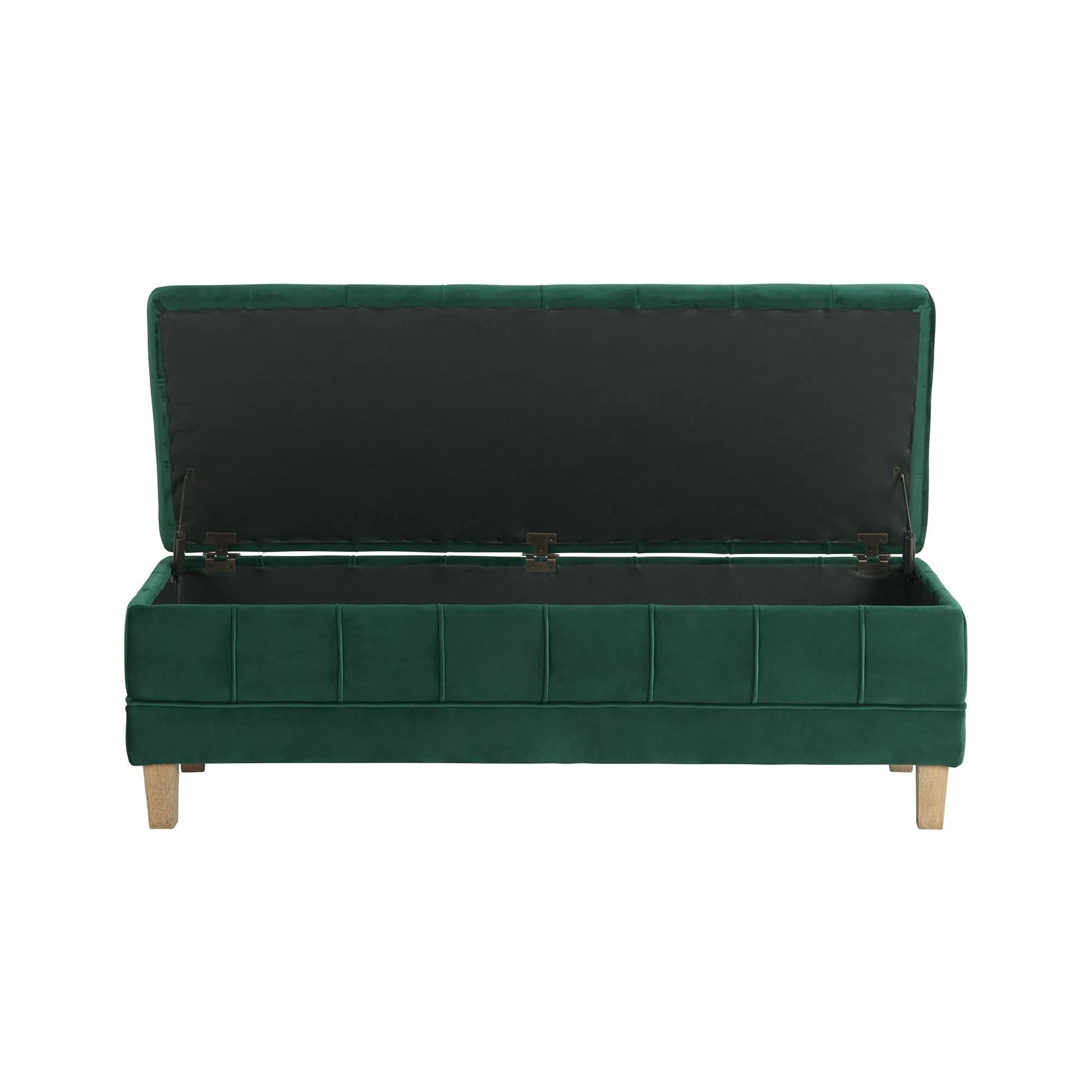  Elements International Crosby Tufted Storage Ottoman - Evergreen IMAGE 4