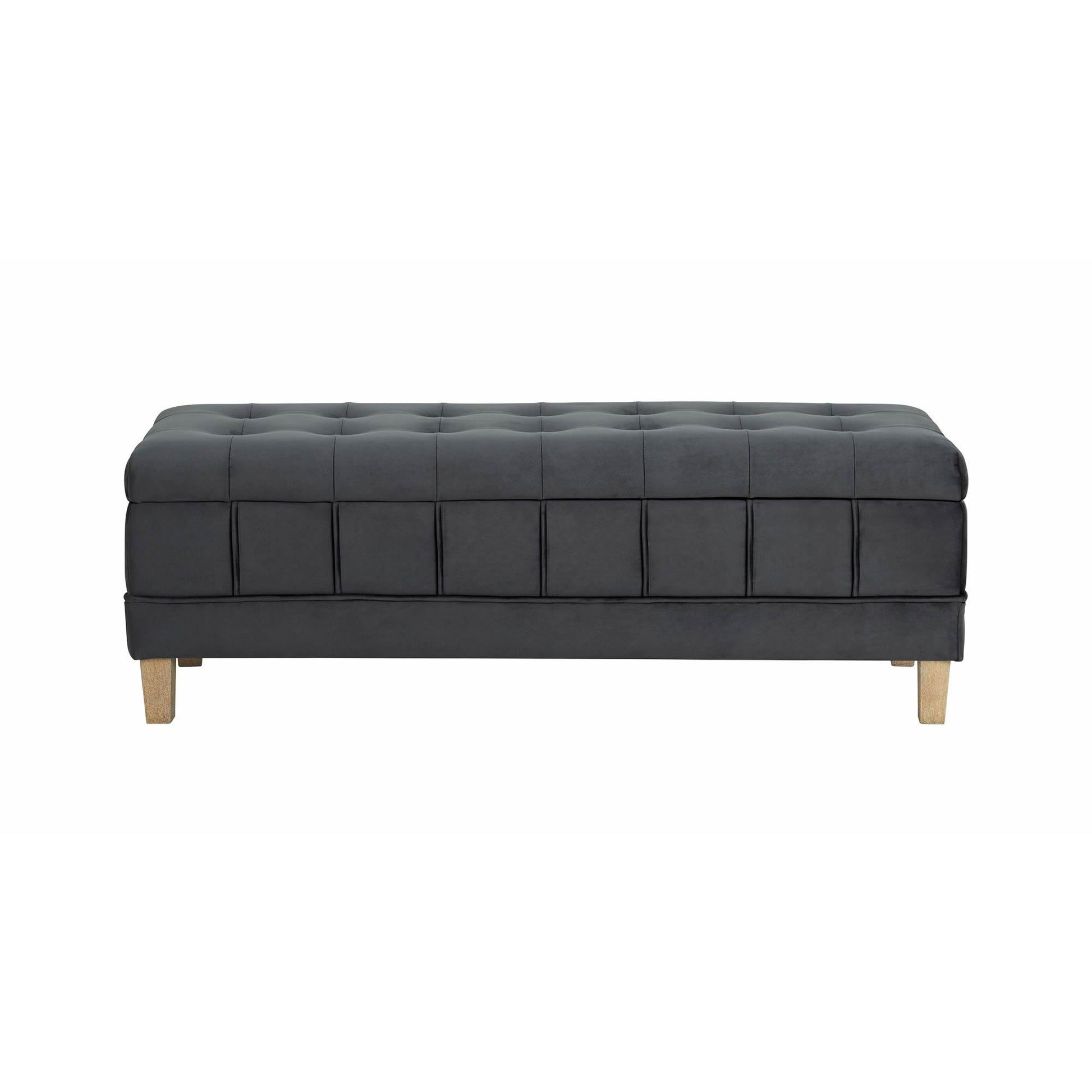  Elements International Crosby Tufted Storage Ottoman - Gun Metal IMAGE 3