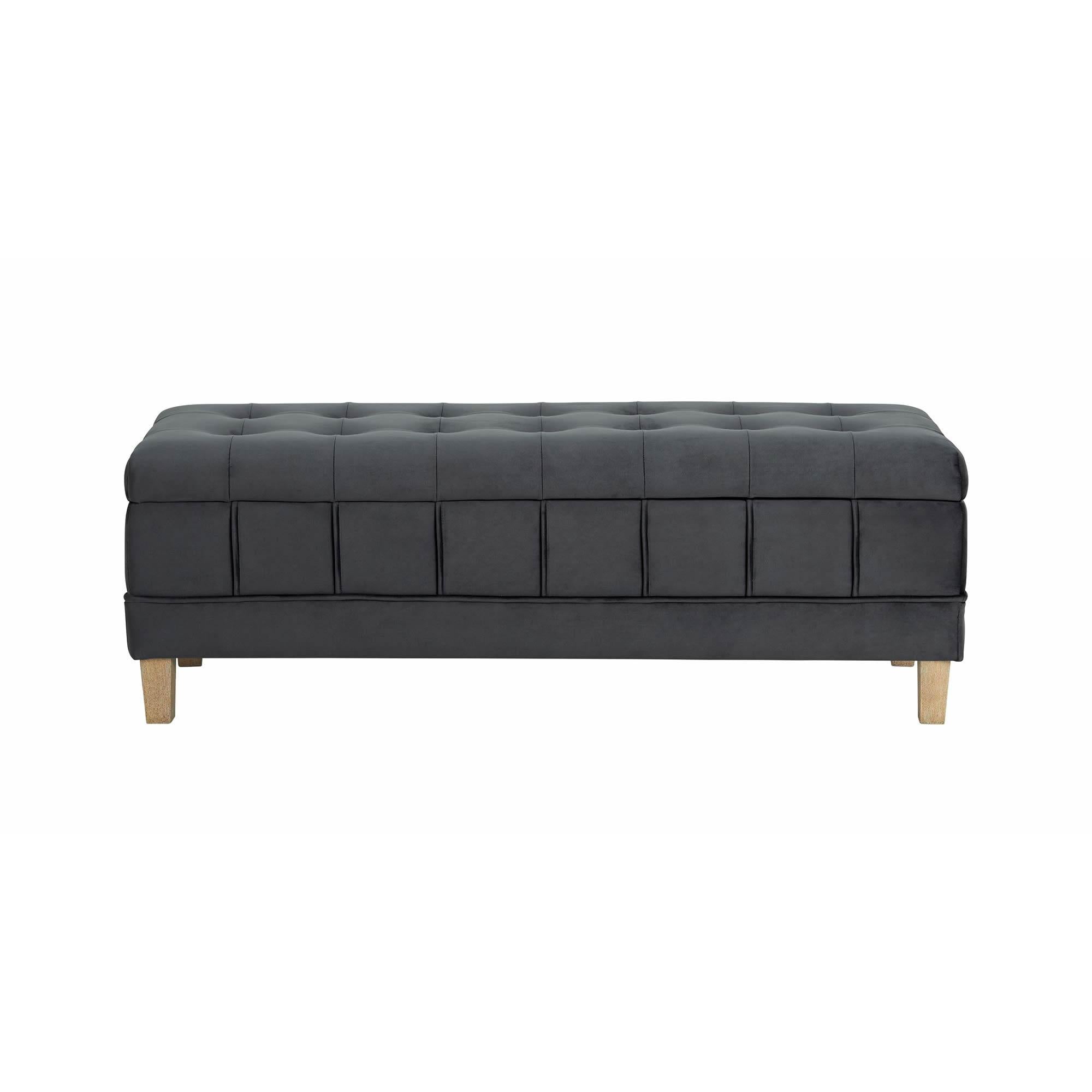  Elements International Crosby Tufted Storage Ottoman - Gun Metal IMAGE 3
