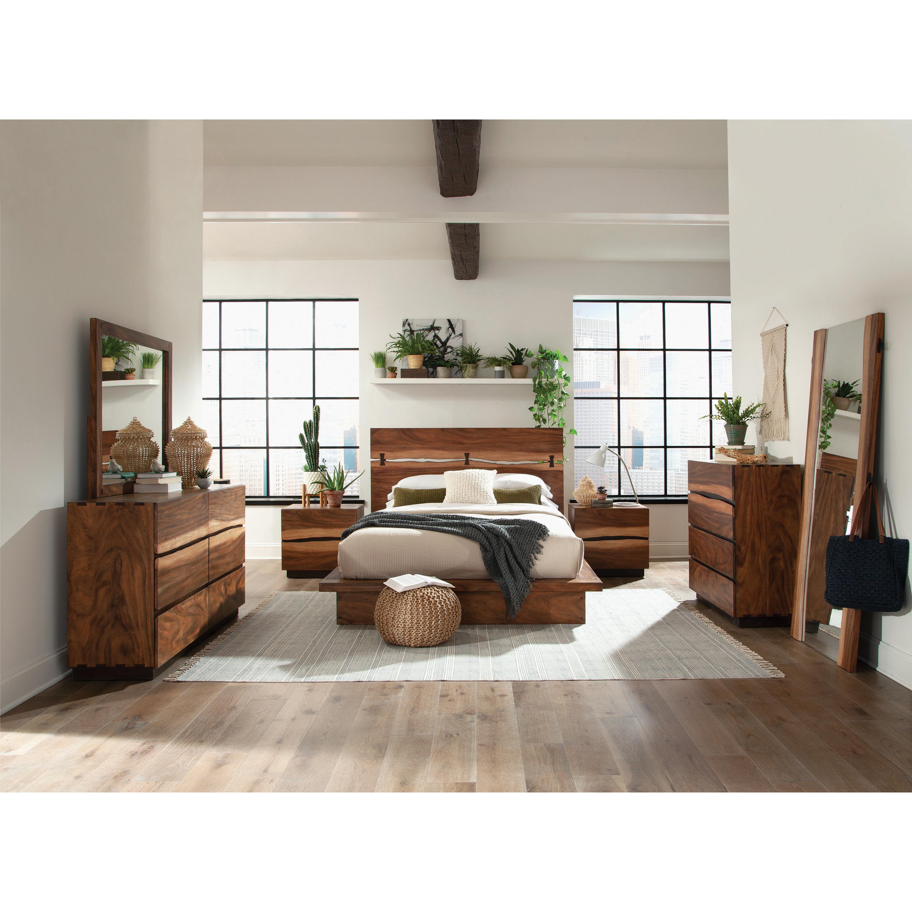  Size_Queen  -- Winslow 223250SQ Wood Queen Storage Panel Bed - Smokey Walnut IMAGE 2