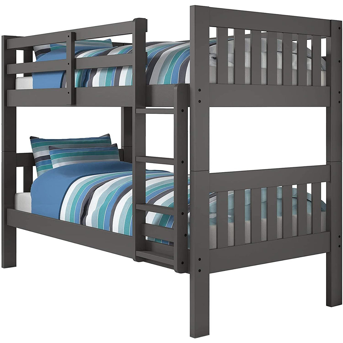  Donco Trading Company 1010-3TTDG Twin over Twin Mission Bunk Bed - Dark Grey IMAGE 1