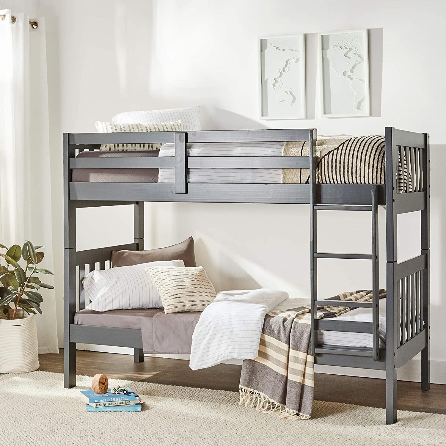  Donco Trading Company 1010-3TTDG Twin over Twin Mission Bunk Bed - Dark Grey IMAGE 6