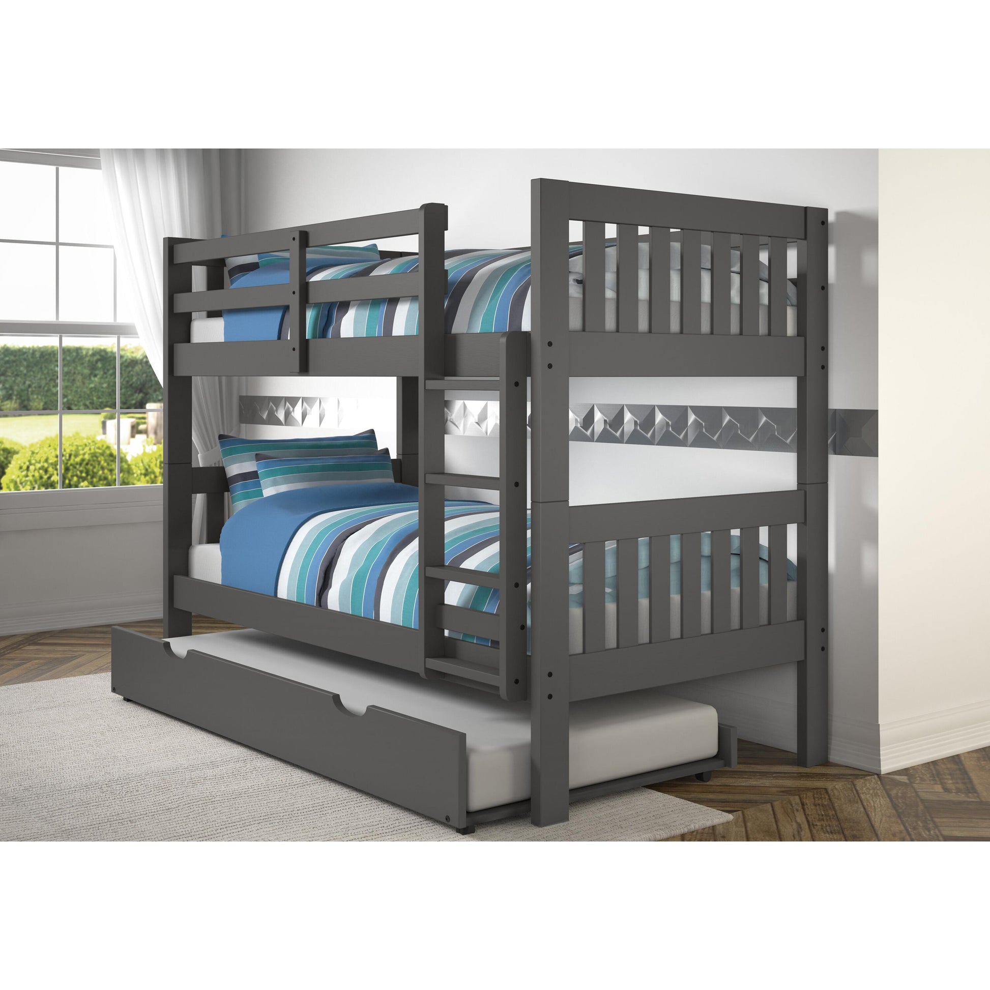  Donco Trading Company 1010-3TTDG Twin over Twin Mission Bunk Bed - Dark Grey IMAGE 7
