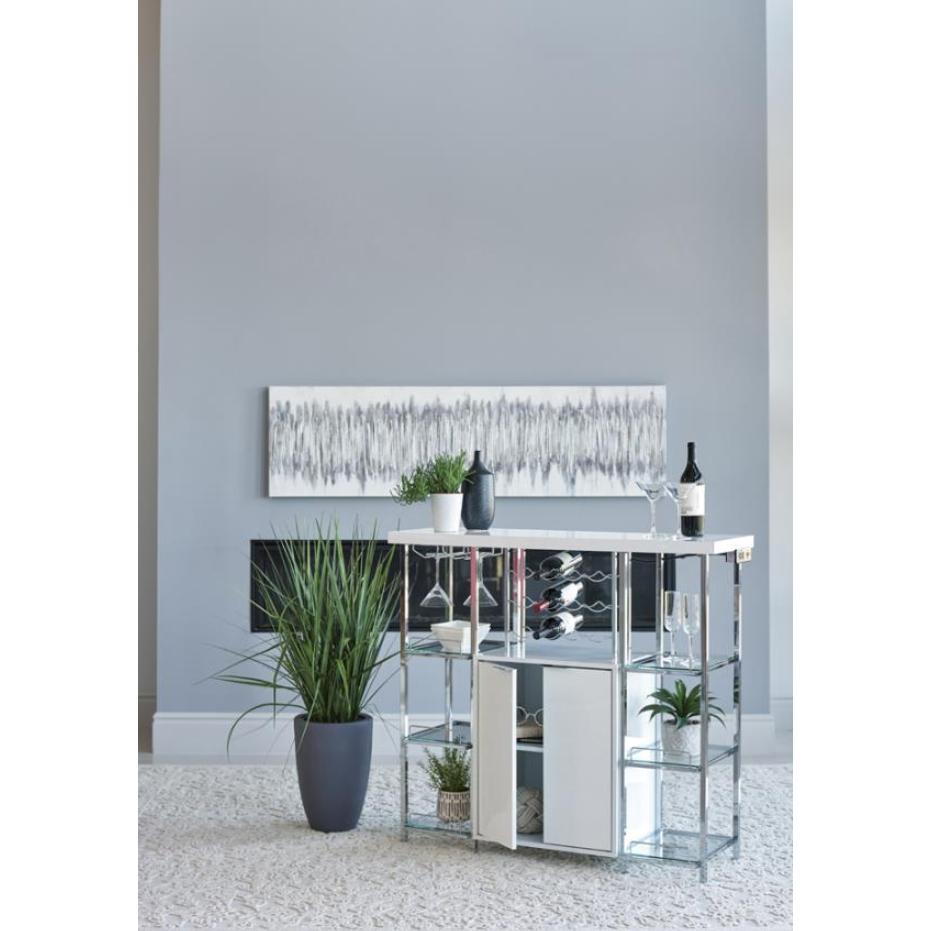  Coaster Furniture Gallimore 182757 2-door Bar Cabinet Wine Storage - White High Gloss IMAGE 1