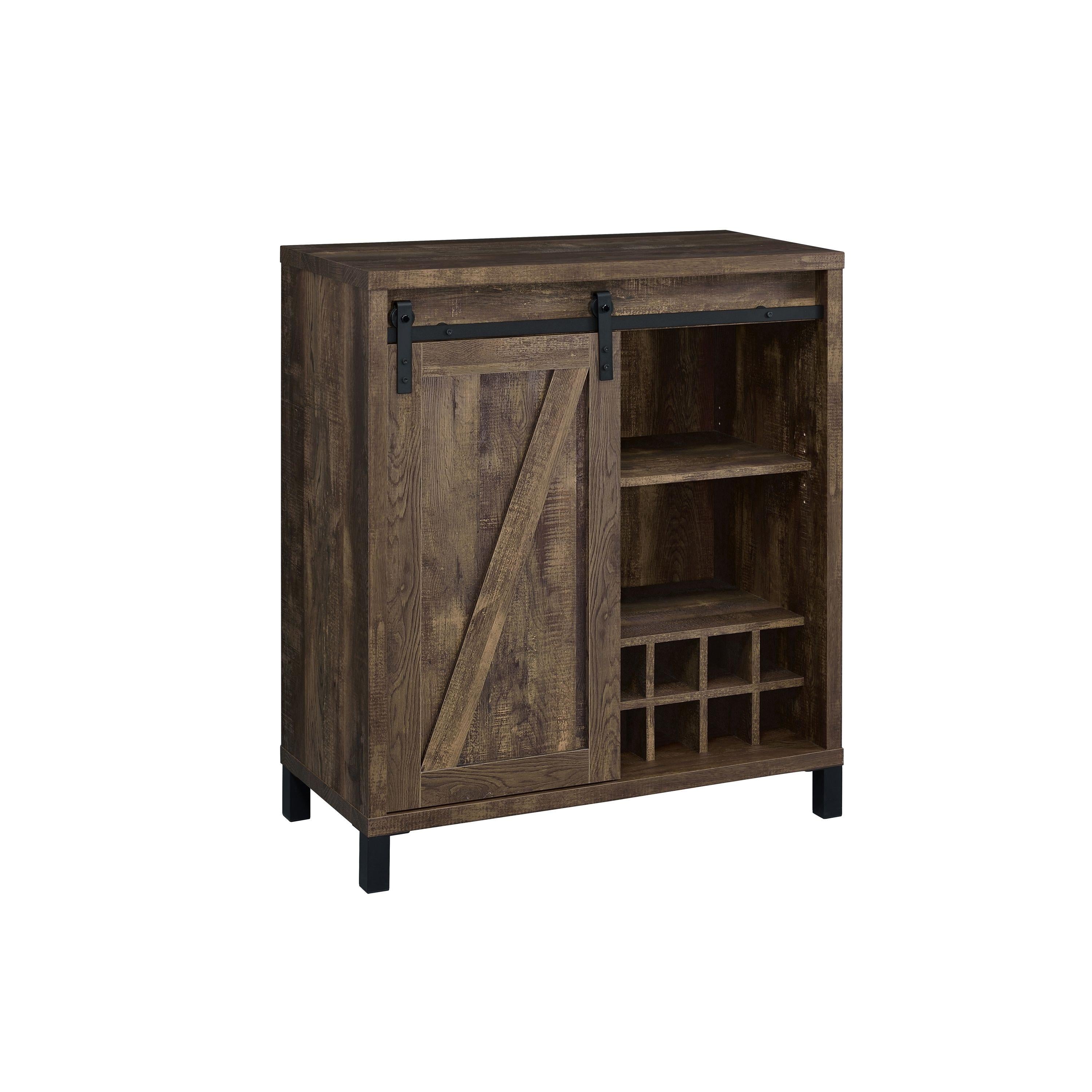  Coaster Furniture Arlington 182852 Sliding Door Home Bar Wine Cabinet - Rustic Oak IMAGE 1