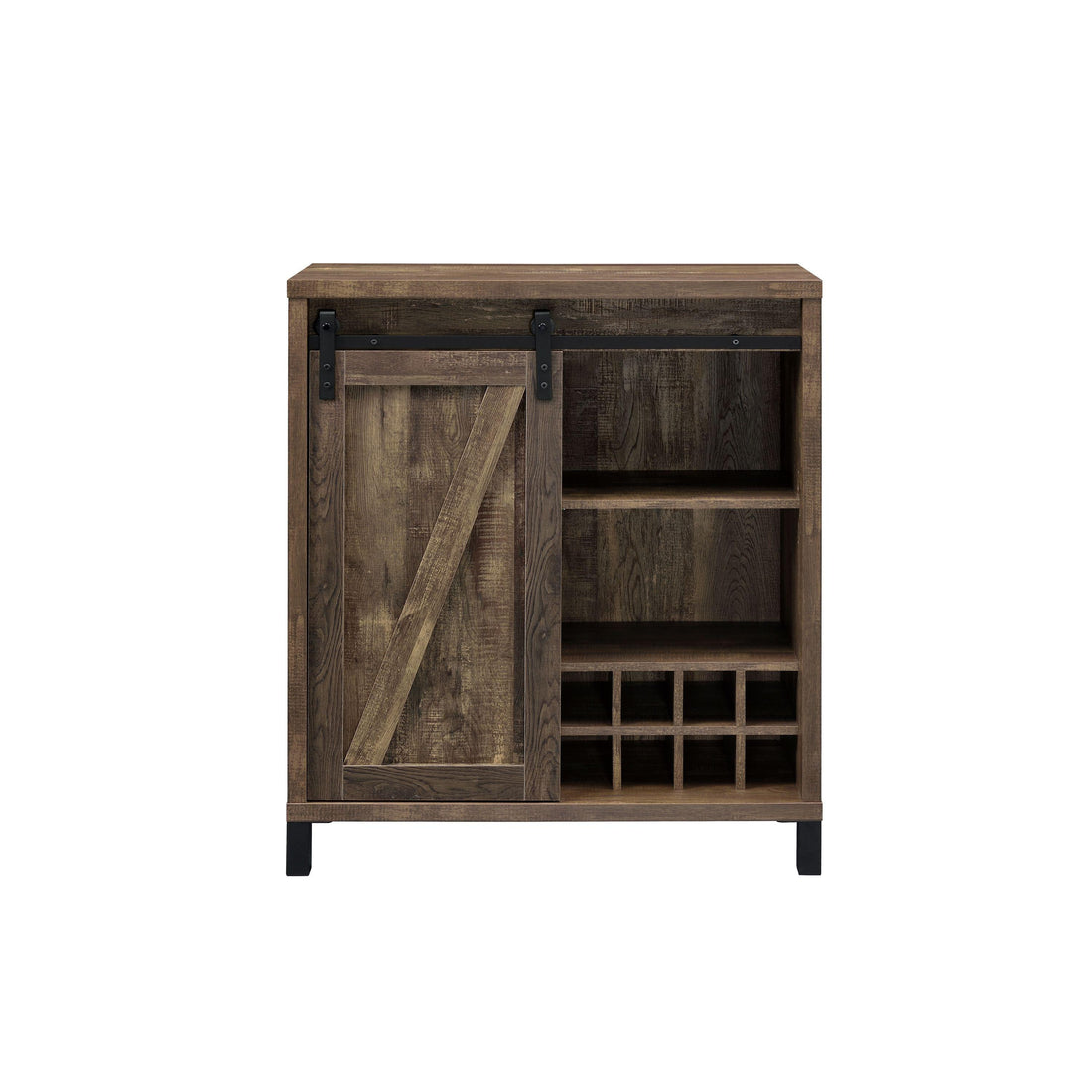  Coaster Furniture Arlington 182852 Sliding Door Home Bar Wine Cabinet - Rustic Oak IMAGE 1