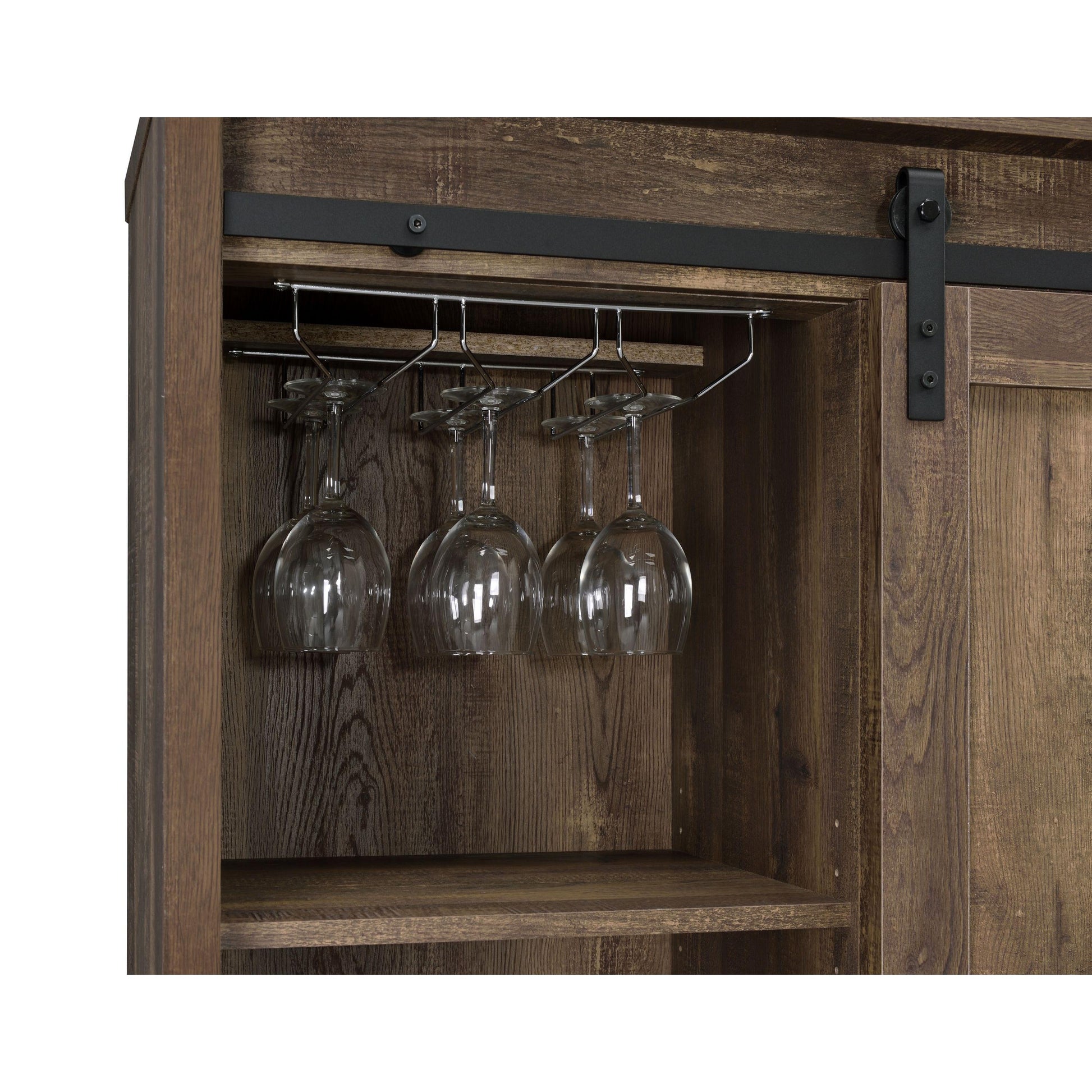  Coaster Furniture Arlington 182852 Sliding Door Home Bar Wine Cabinet - Rustic Oak IMAGE 7