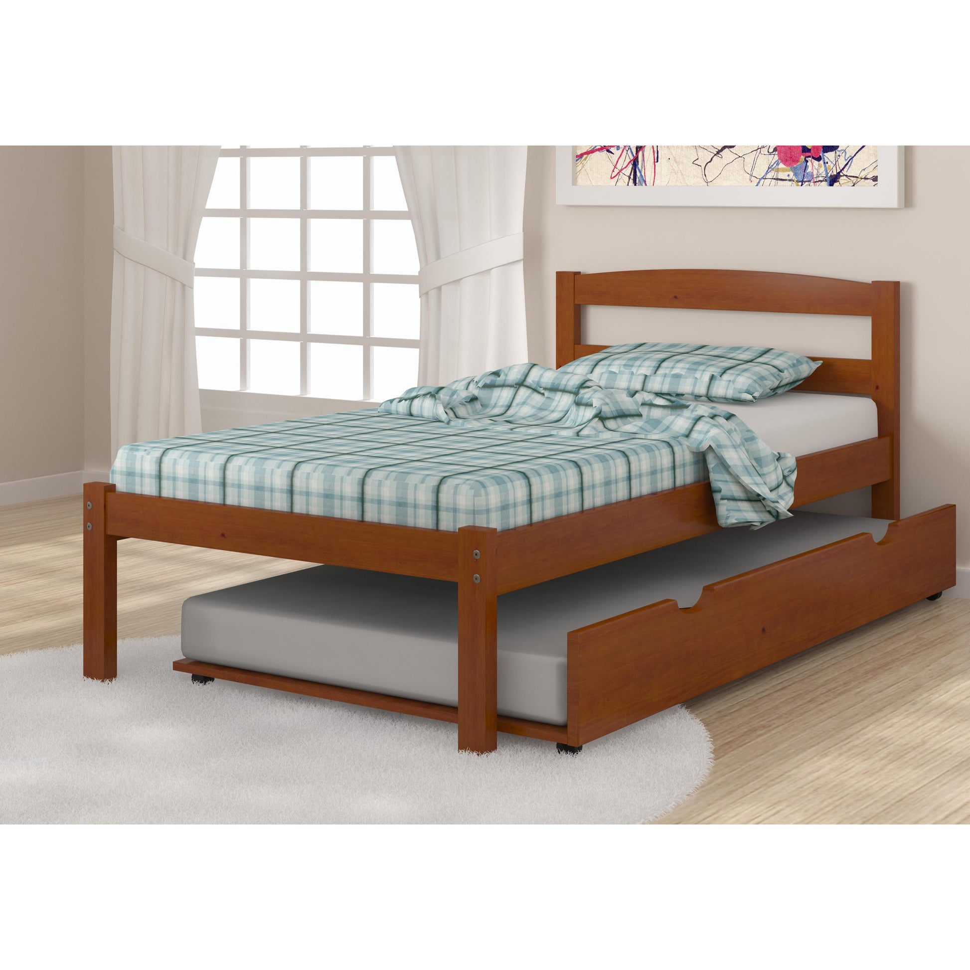  Donco Trading Company Econo 575-TE_503-E Twin Econo Bed With Trundle Bed - Light Espresso IMAGE 1