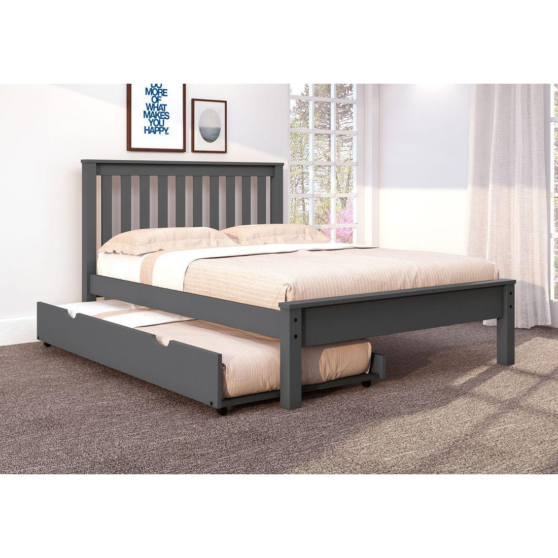  Donco Trading Company Contempo 500-FDG_503-DG Full Bed with Trundle Bed - Dark Grey IMAGE 1