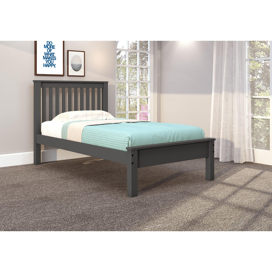  Donco Trading Company Contempo 500-TDG Twin Bed - Dark Grey IMAGE 1