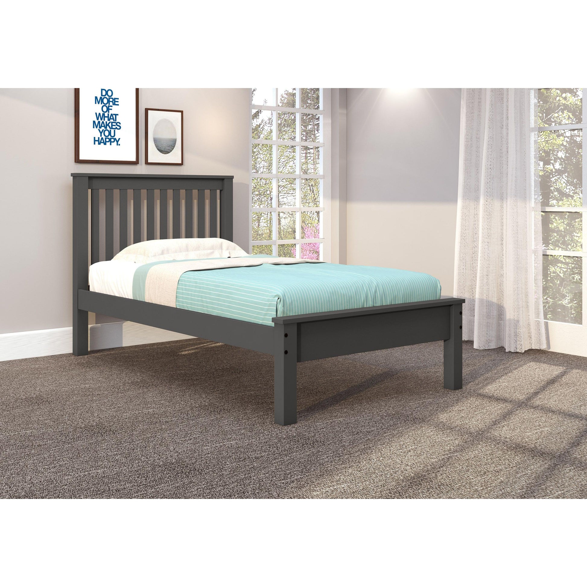  Donco Trading Company Contempo 500-TDG Twin Bed - Dark Grey IMAGE 2
