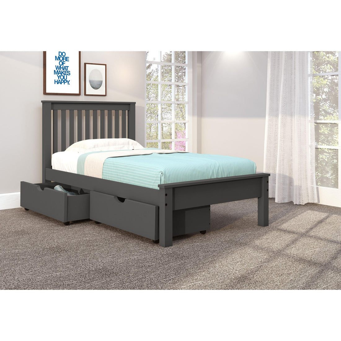  Donco Trading Company Contempo 500-TDG_505-DG Twin Bed with Dual Underbed Drawers - Dark Grey IMAGE 1