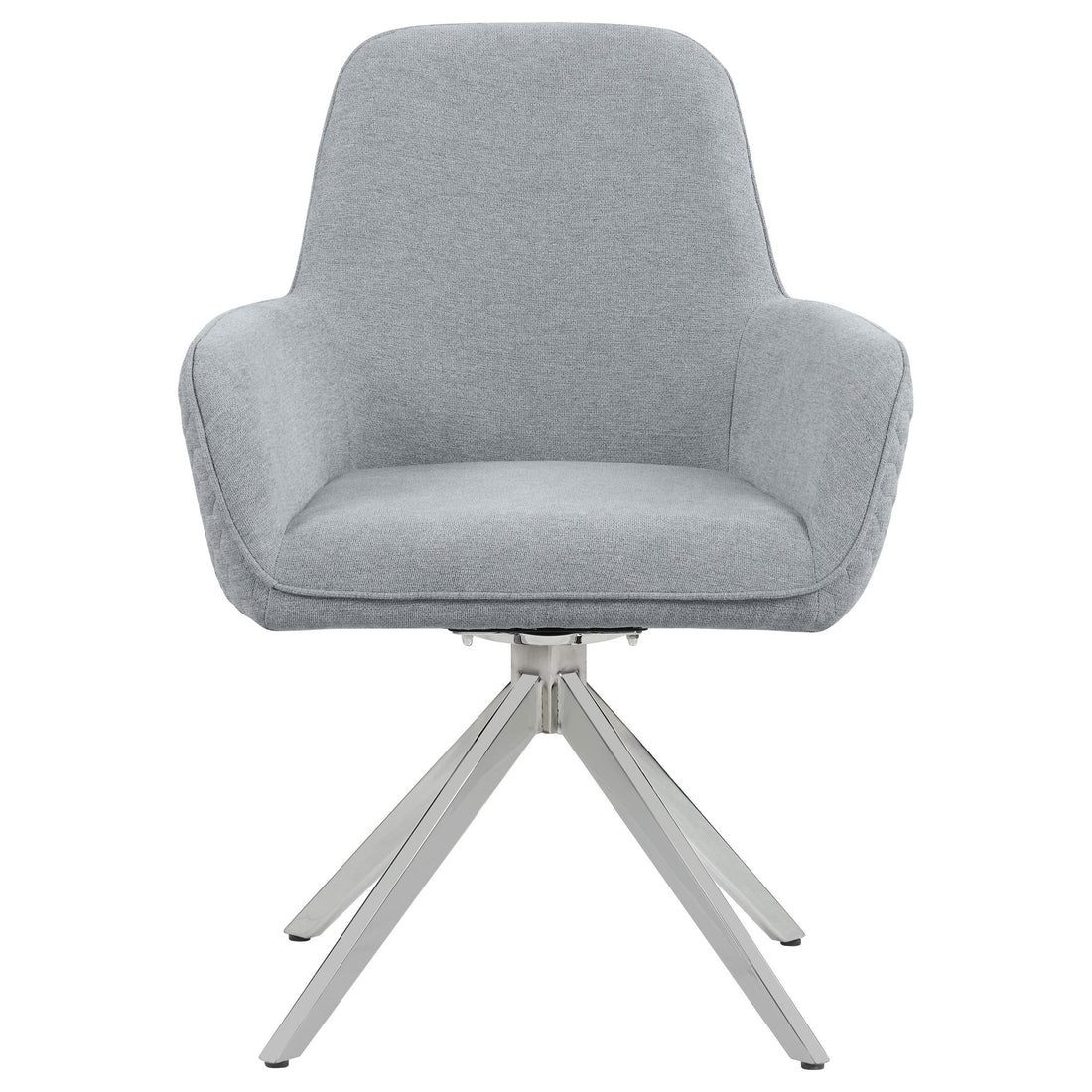  Coaster Furniture Abby 110322 Fabric Upholstered Swivel Dining Arm Chair - Light Grey IMAGE 1