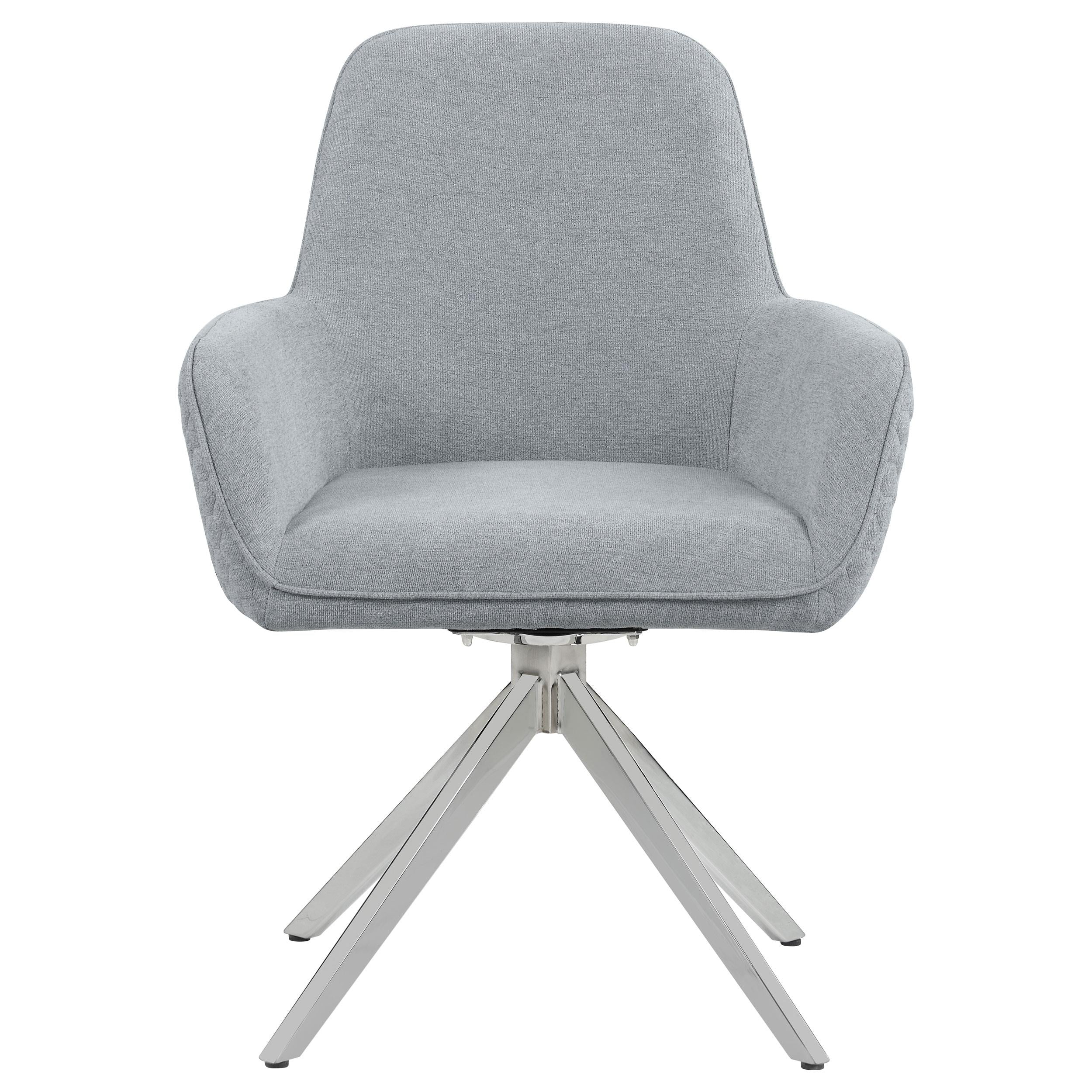  Coaster Furniture Abby 110322 Fabric Upholstered Swivel Dining Arm Chair - Light Grey IMAGE 2