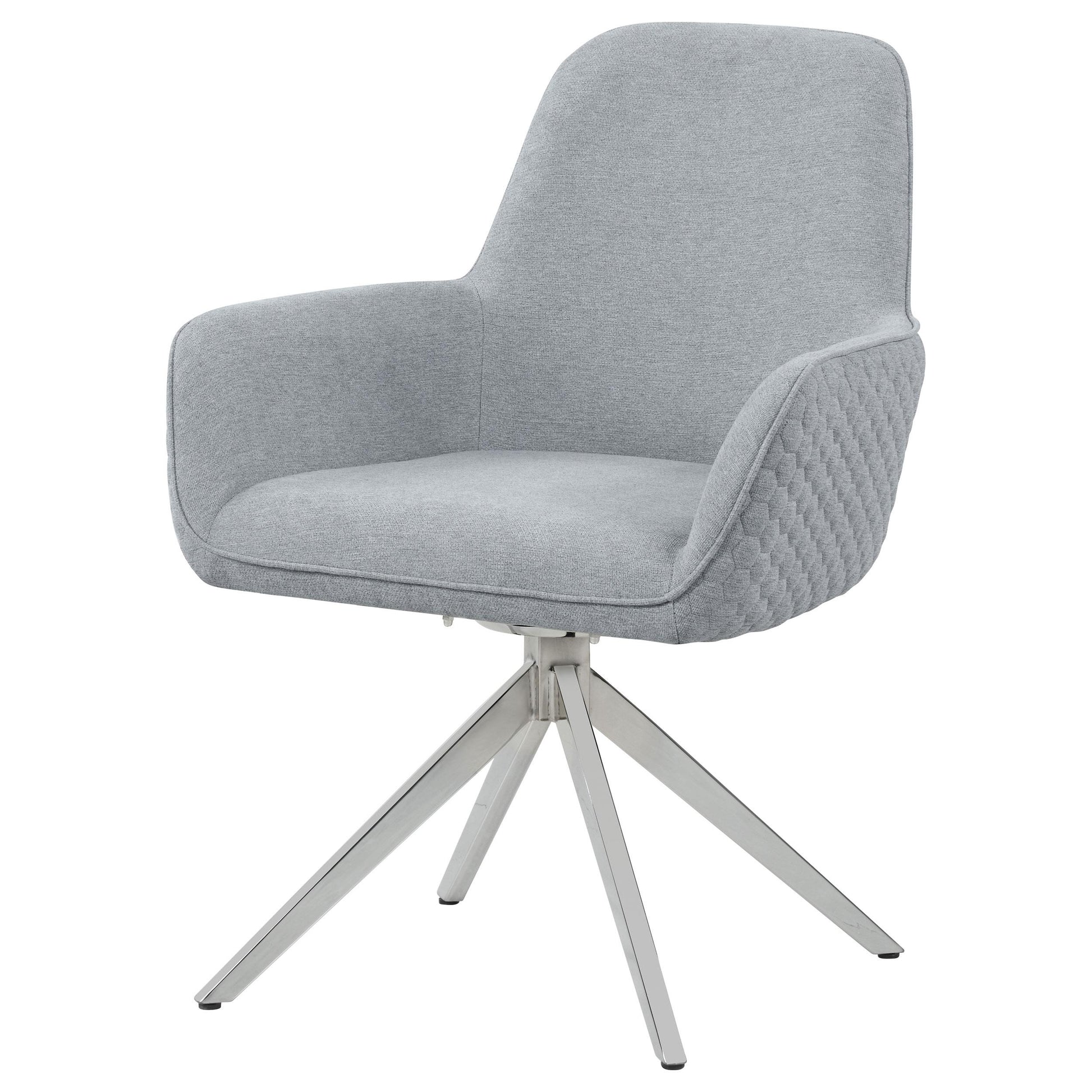  Coaster Furniture Abby 110322 Fabric Upholstered Swivel Dining Arm Chair - Light Grey IMAGE 3
