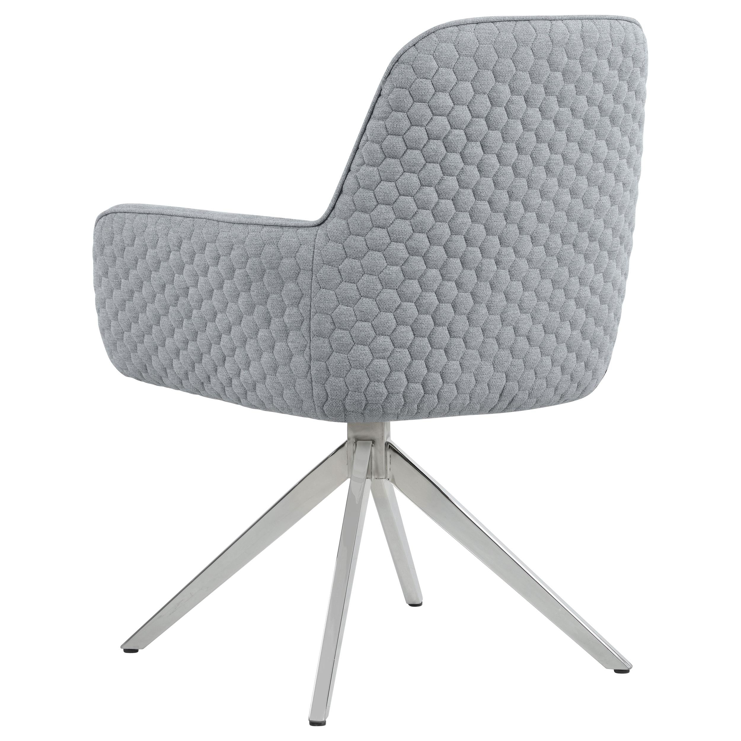  Coaster Furniture Abby 110322 Fabric Upholstered Swivel Dining Arm Chair - Light Grey IMAGE 5