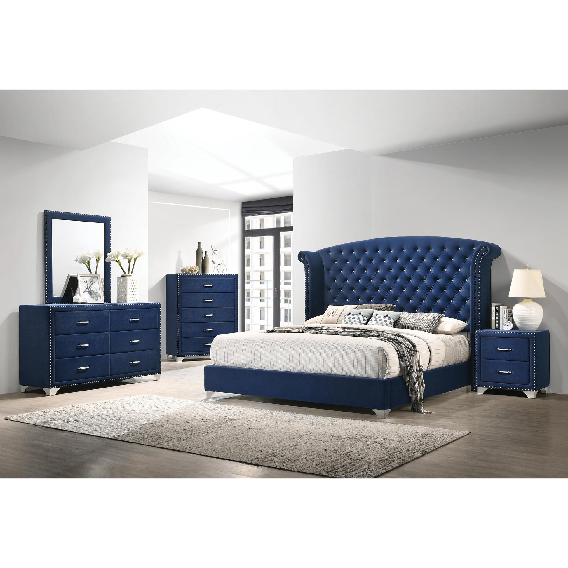  Size_Queen  -- Melody Upholstered Platform Bed IMAGE 3