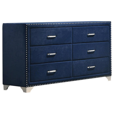  Coaster Furniture Melody 223373 6-Drawer Upholstered Dresser - Pacific Blue IMAGE 1