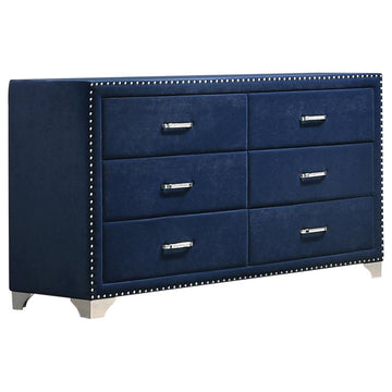  Coaster Furniture Melody 223373 6-Drawer Upholstered Dresser - Pacific Blue IMAGE 1
