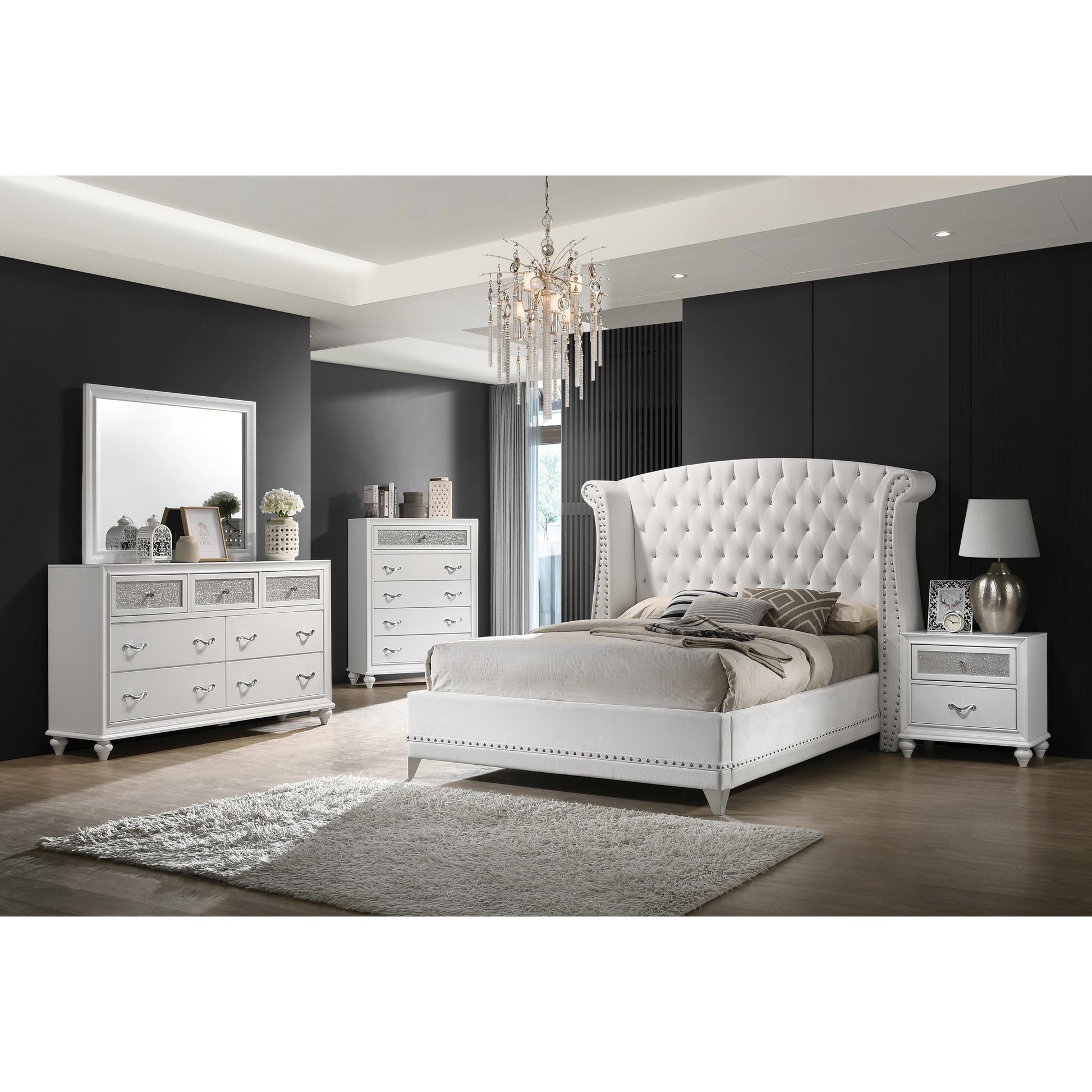  Size_Queen  -- Coaster Furniture Barzini Upholstered Platform Bed IMAGE 2