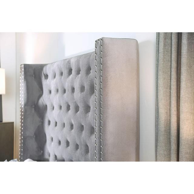  Color_Grey  Size_Queen  -- Mirabelle CM7679GY-Q-VN Queen Bed IMAGE 3