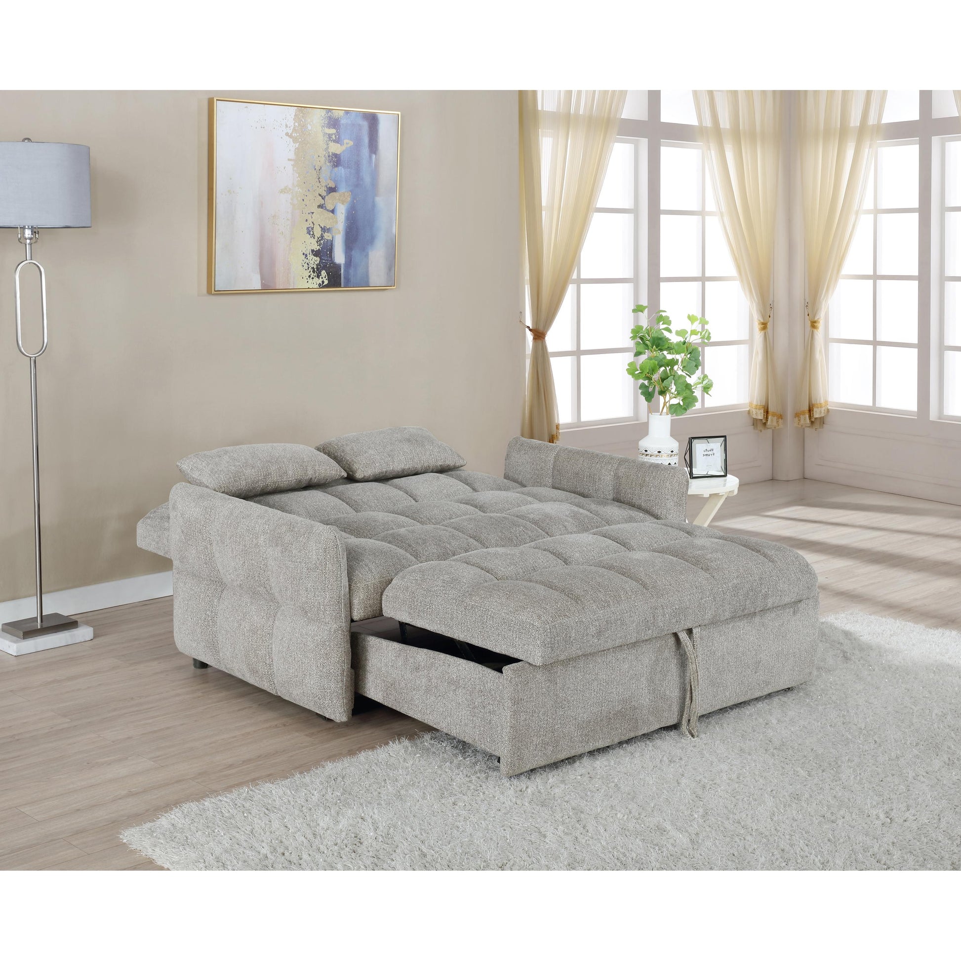  Coaster Furniture Cotswold 508307 Upholstered Convertible Sleeper Sofa Bed - Light Grey IMAGE 6