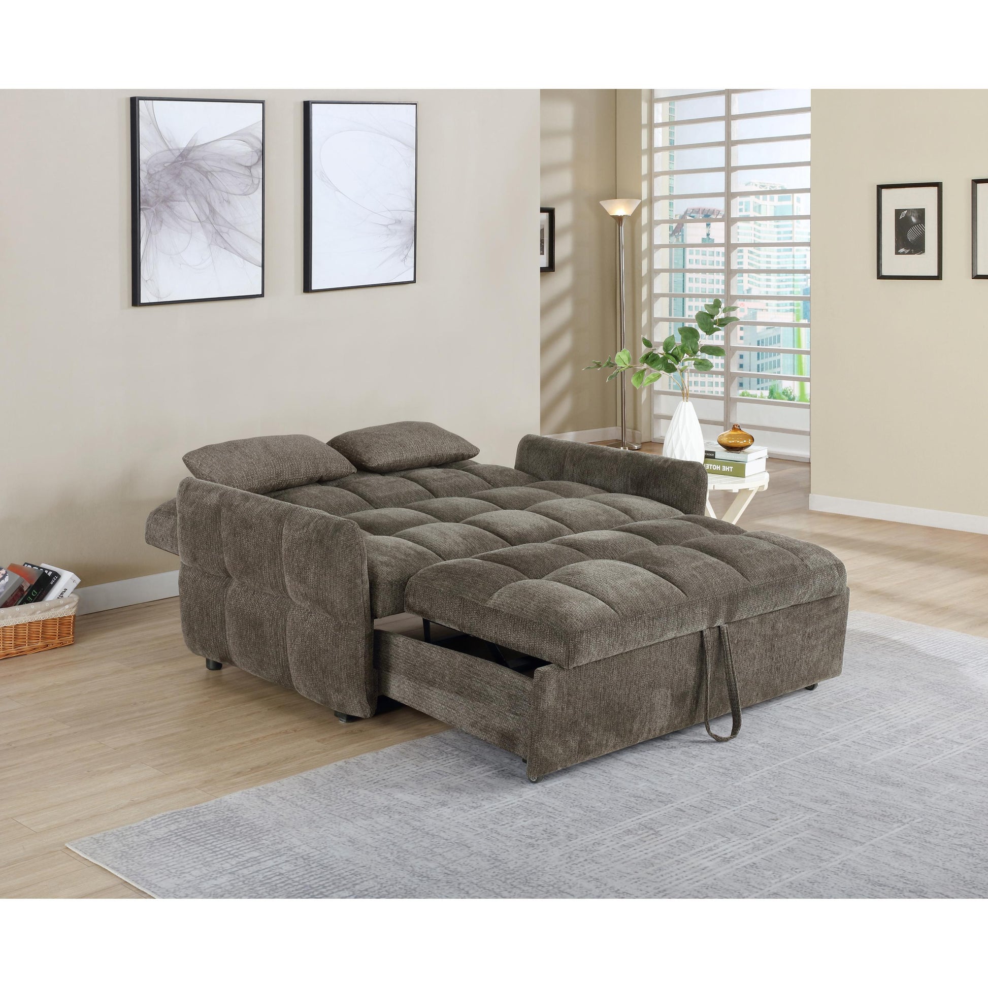  Coaster Furniture Cotswold 508308 Upholstered Convertible Sleeper Sofa Bed - Dark Grey IMAGE 6