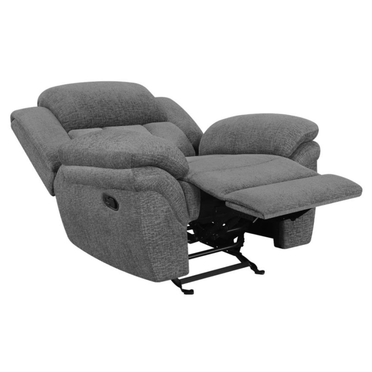  Coaster Furniture Bahrain 609543 Upholstered Glider Recliner - Charcoal IMAGE 7