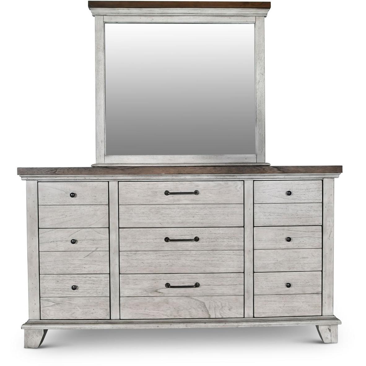  Steve Silver Furniture Bear Creek BC900DRMR Dresser and Mirror - White Smoke IMAGE 1