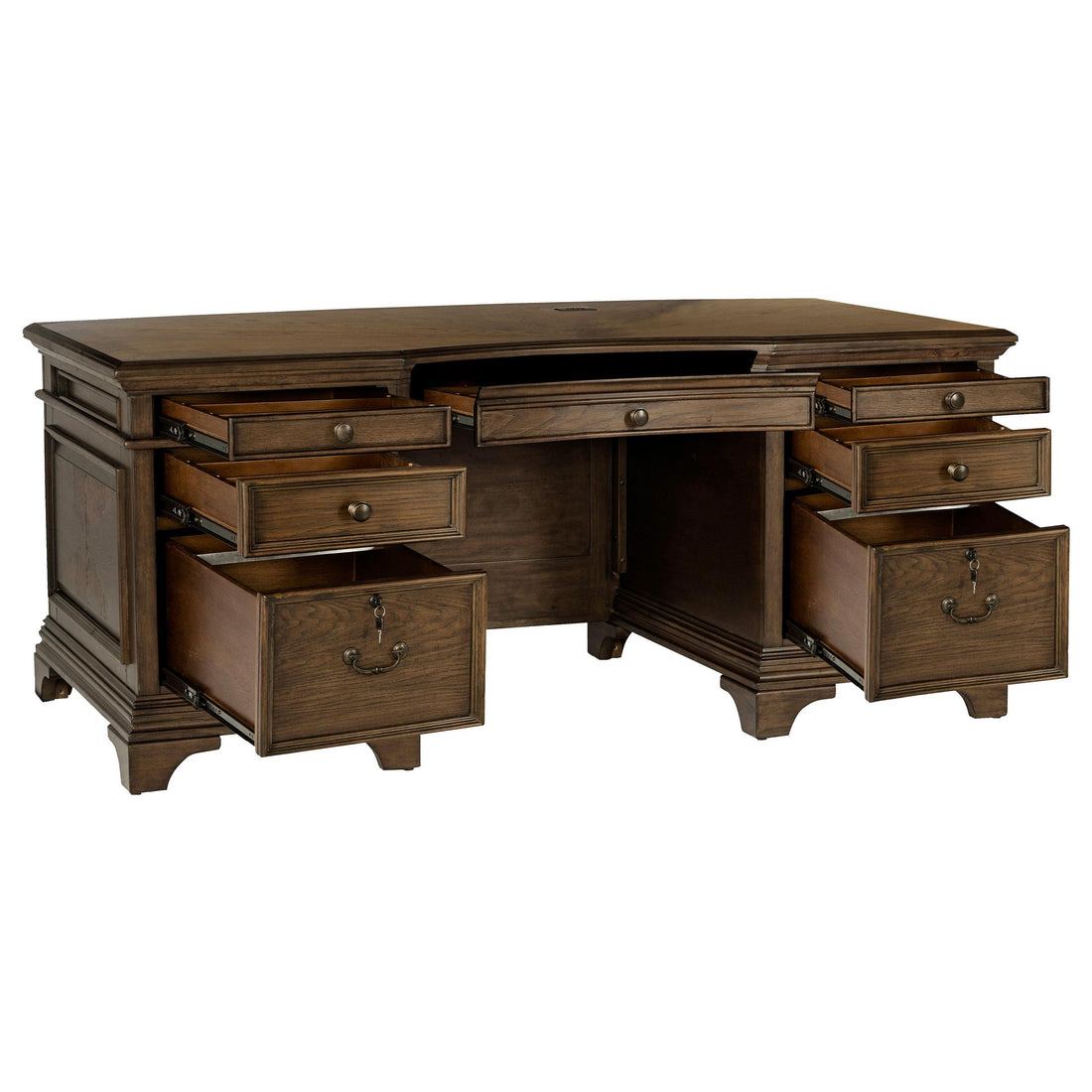  Coaster Furniture Hartshill 881281 72-inch 7-Drawer Executive Desk - Burnished Oak IMAGE 1