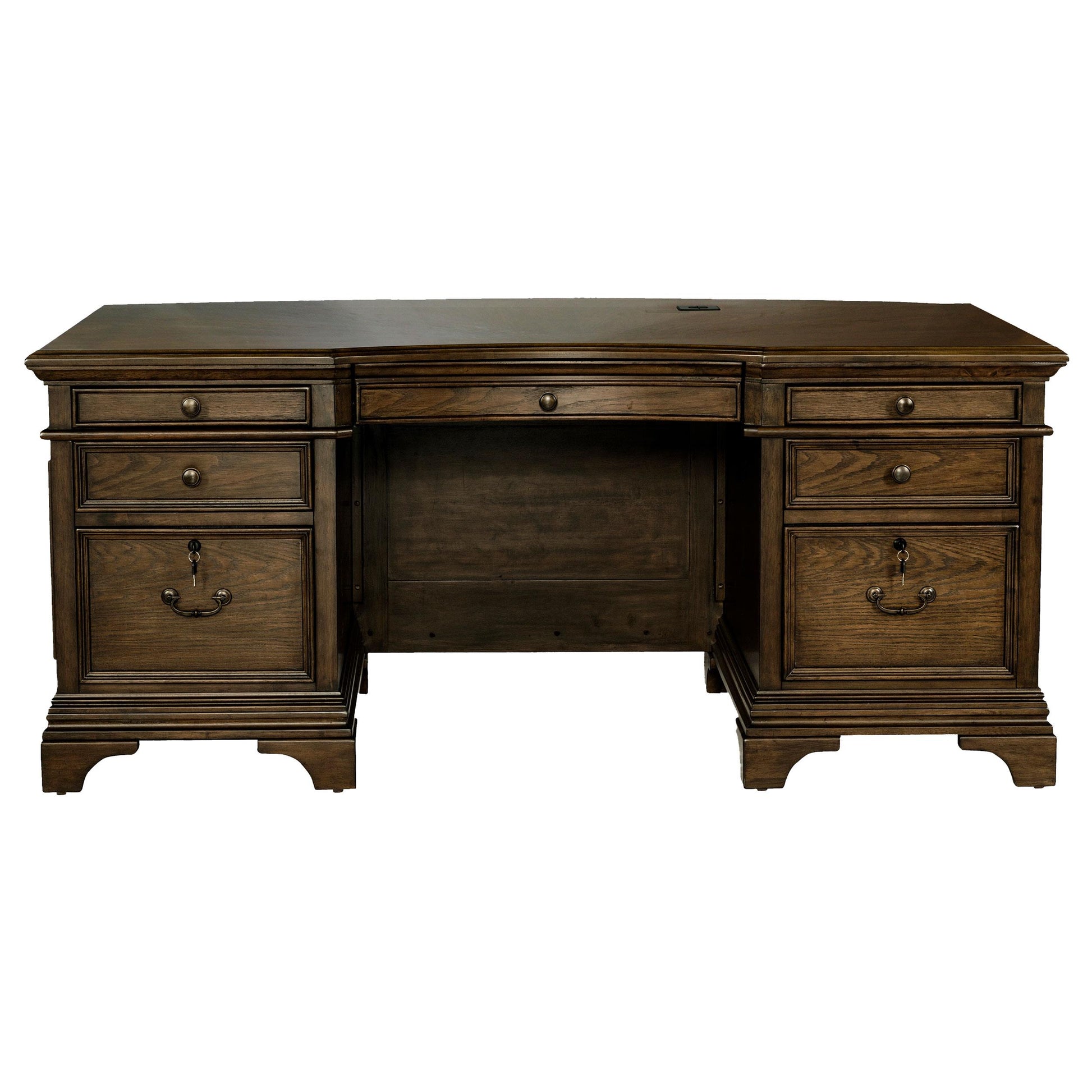  Coaster Furniture Hartshill 881281 72-inch 7-Drawer Executive Desk - Burnished Oak IMAGE 3