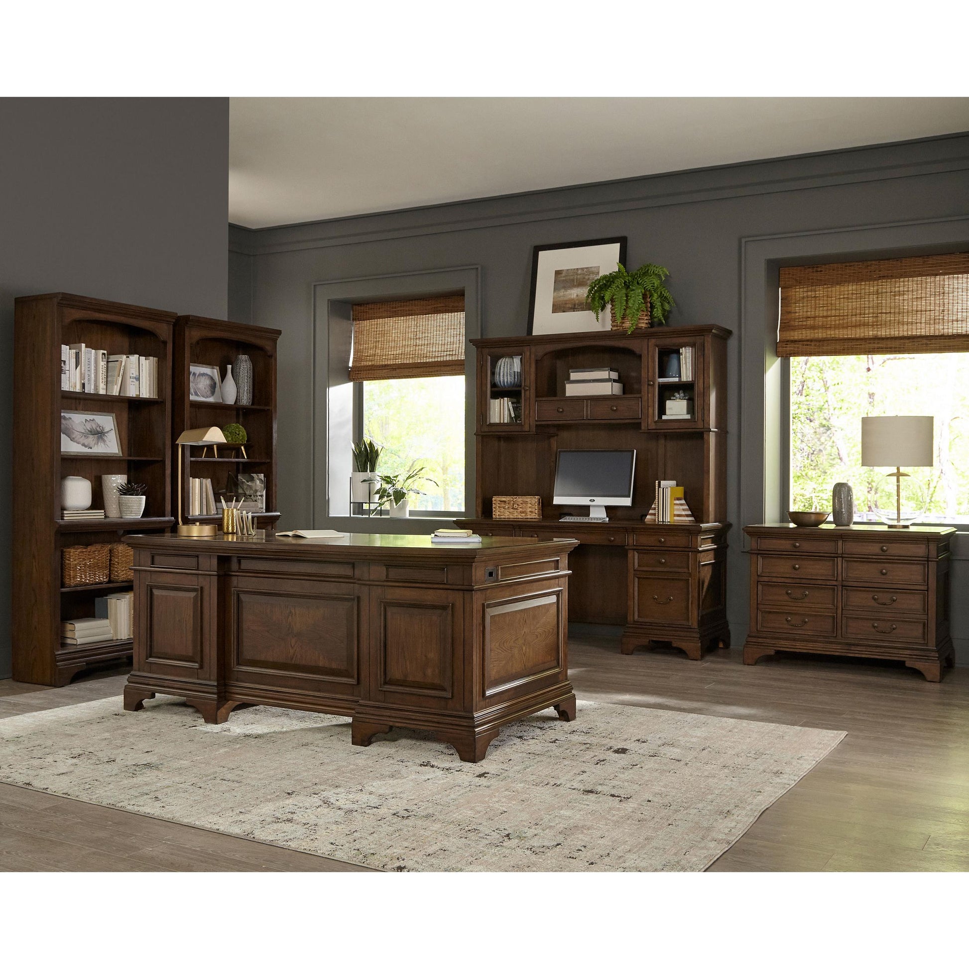  Coaster Furniture Hartshill 881282 66-inch 5-Drawer Credenza Office Desk - Burnish Oak IMAGE 8