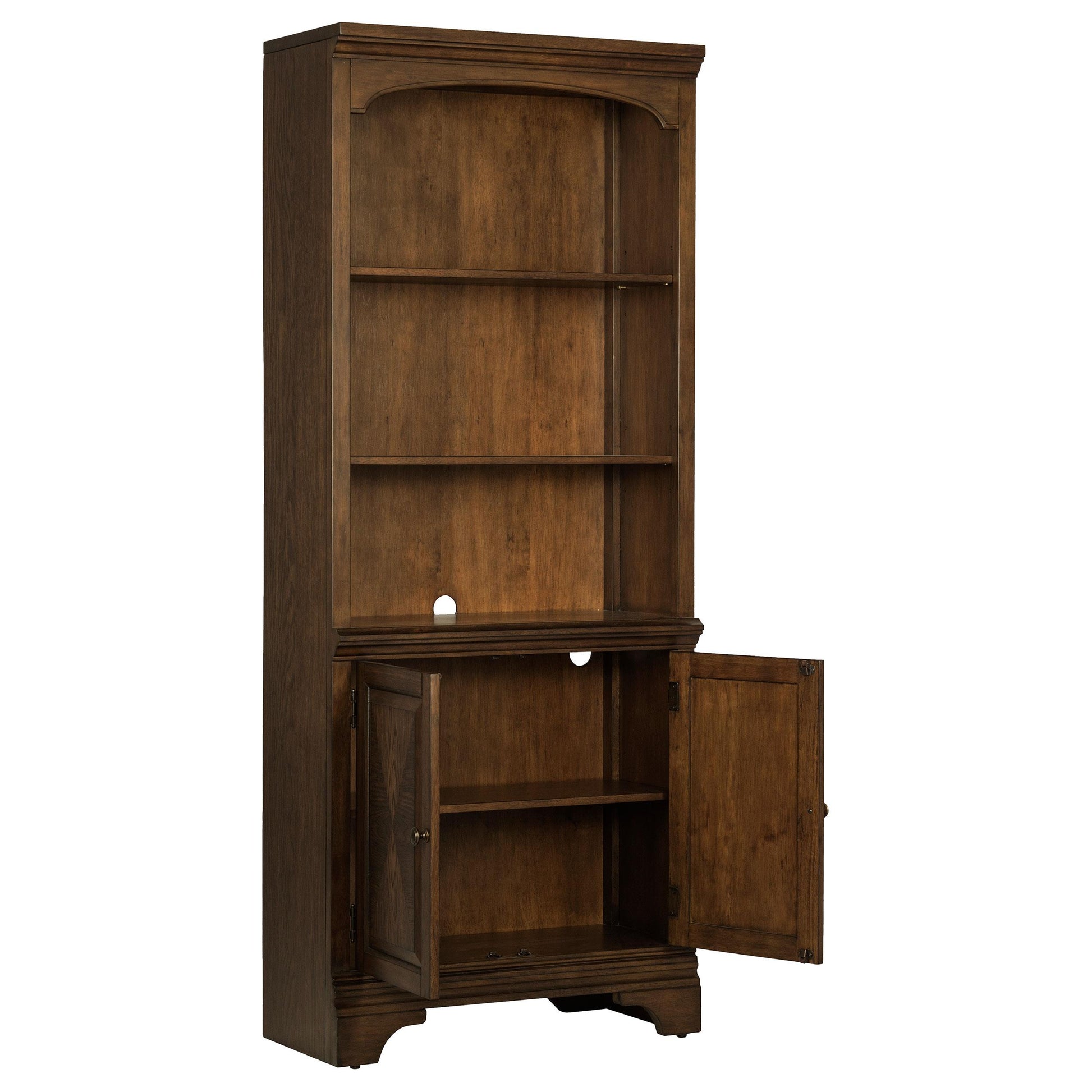 Coaster Furniture Hartshill 881286 78-inch 3-shelf Cabinet Bookcase - Burnished Oak IMAGE 2