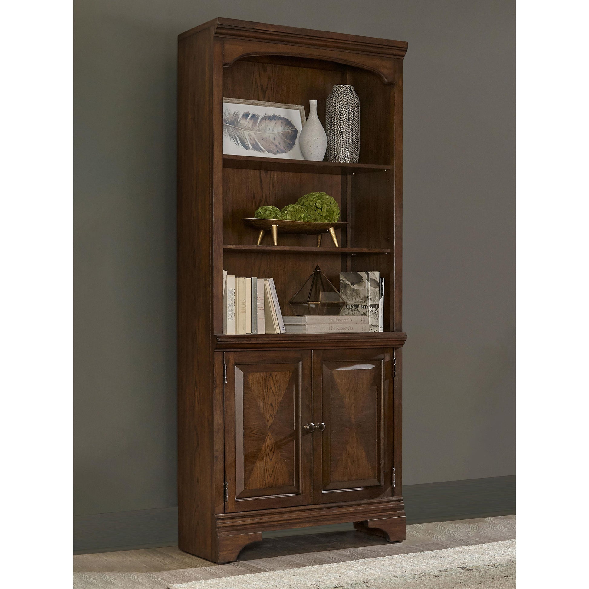  Coaster Furniture Hartshill 881286 78-inch 3-shelf Cabinet Bookcase - Burnished Oak IMAGE 8