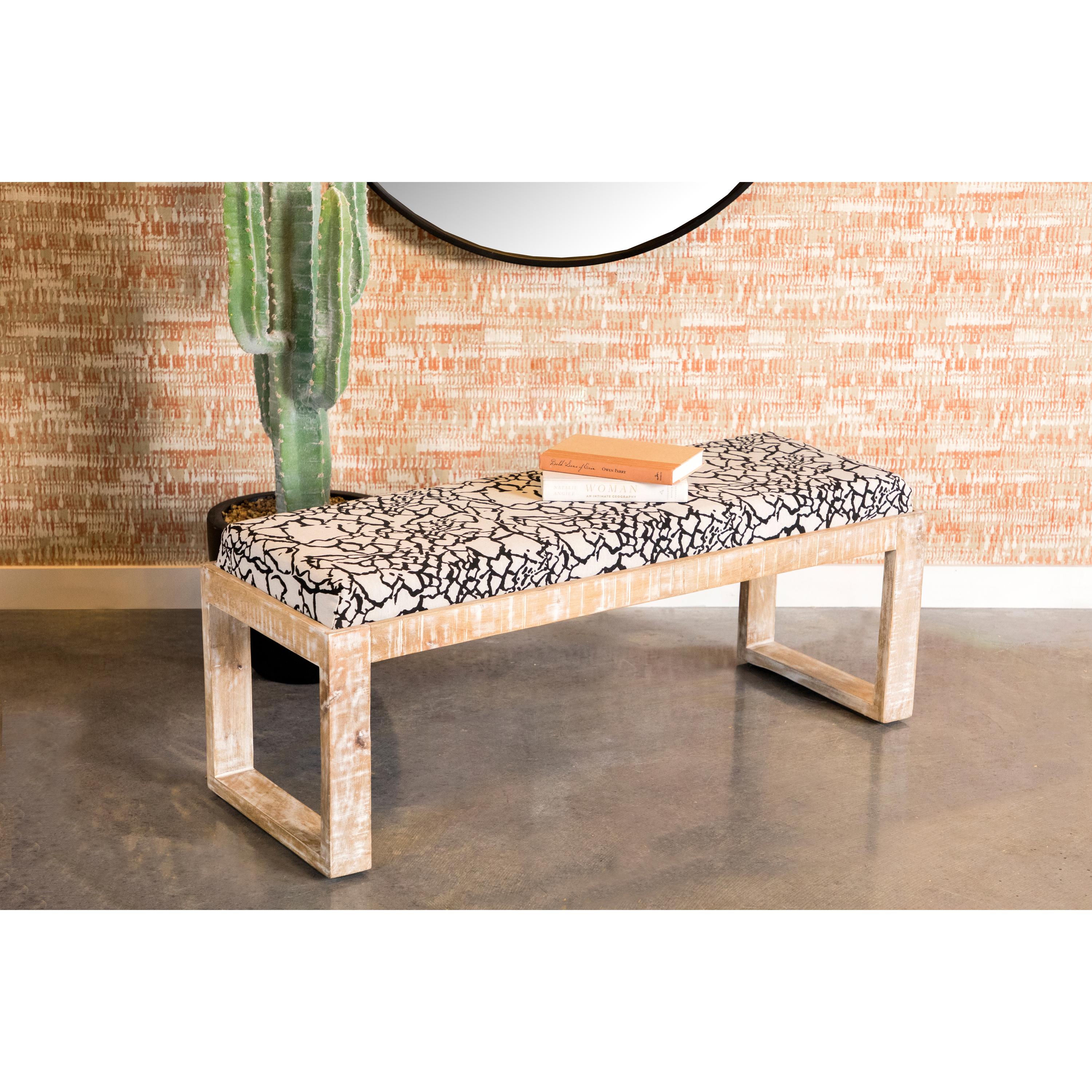  Coaster Furniture Aiden 914138 Fabric Upholstered Accent Bench - Distressed White IMAGE 5