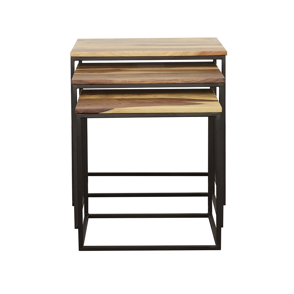  Coaster Furniture Belcourt 931182 3-piece Square Nesting Tables - Natural and Black IMAGE 1