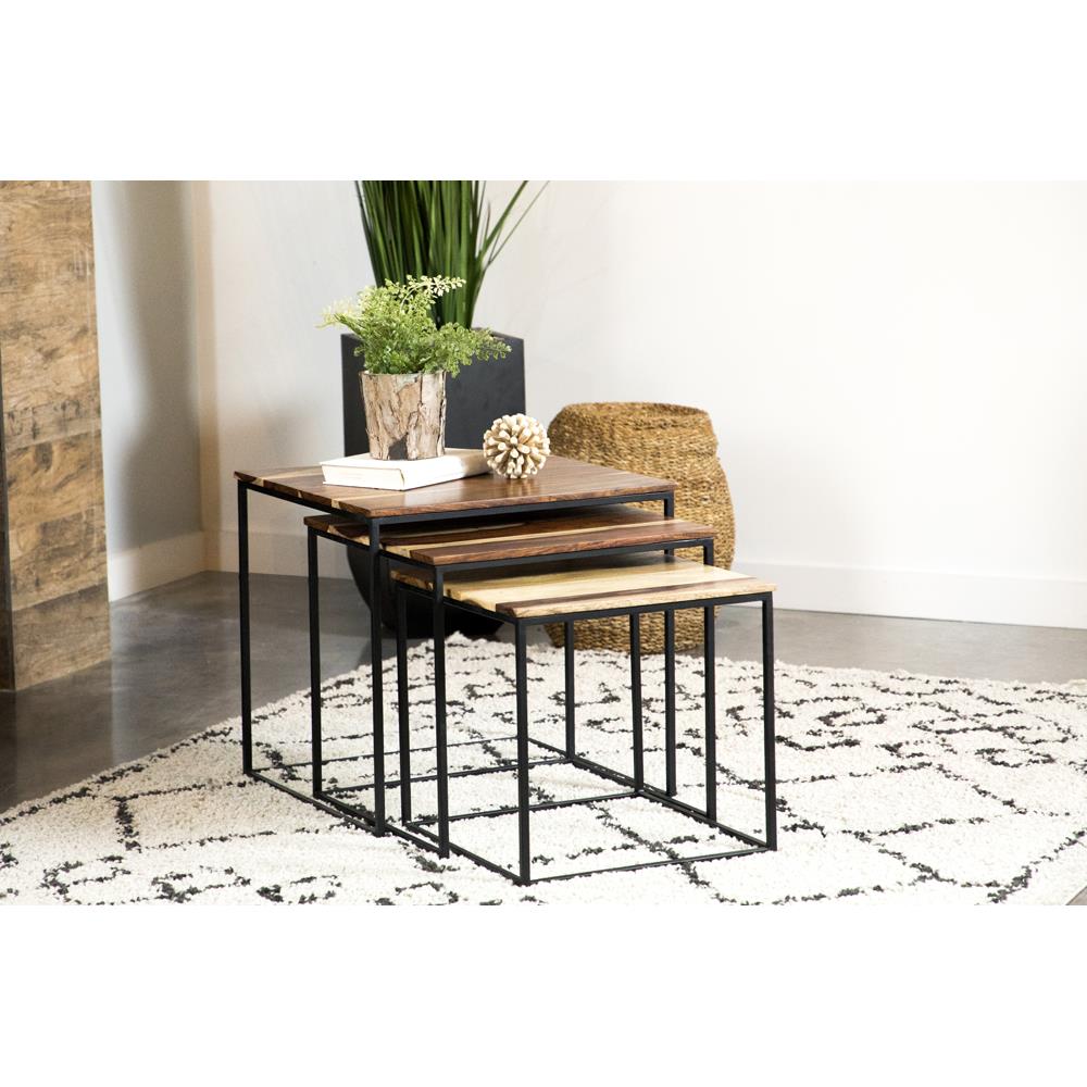  Coaster Furniture Belcourt 931182 3-piece Square Nesting Tables - Natural and Black IMAGE 6