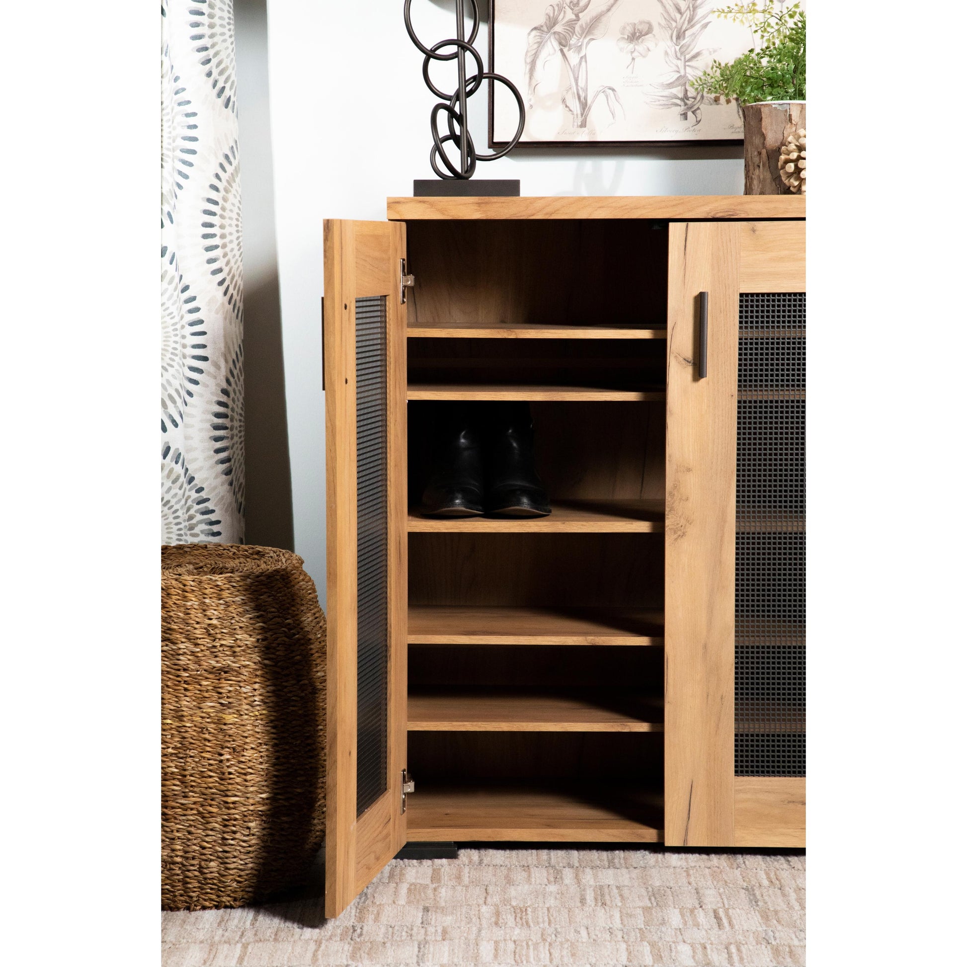  Coaster Furniture Bristol 951107 6-shelf Engineered Wood Shoe Cabinet - Golden Oak IMAGE 10