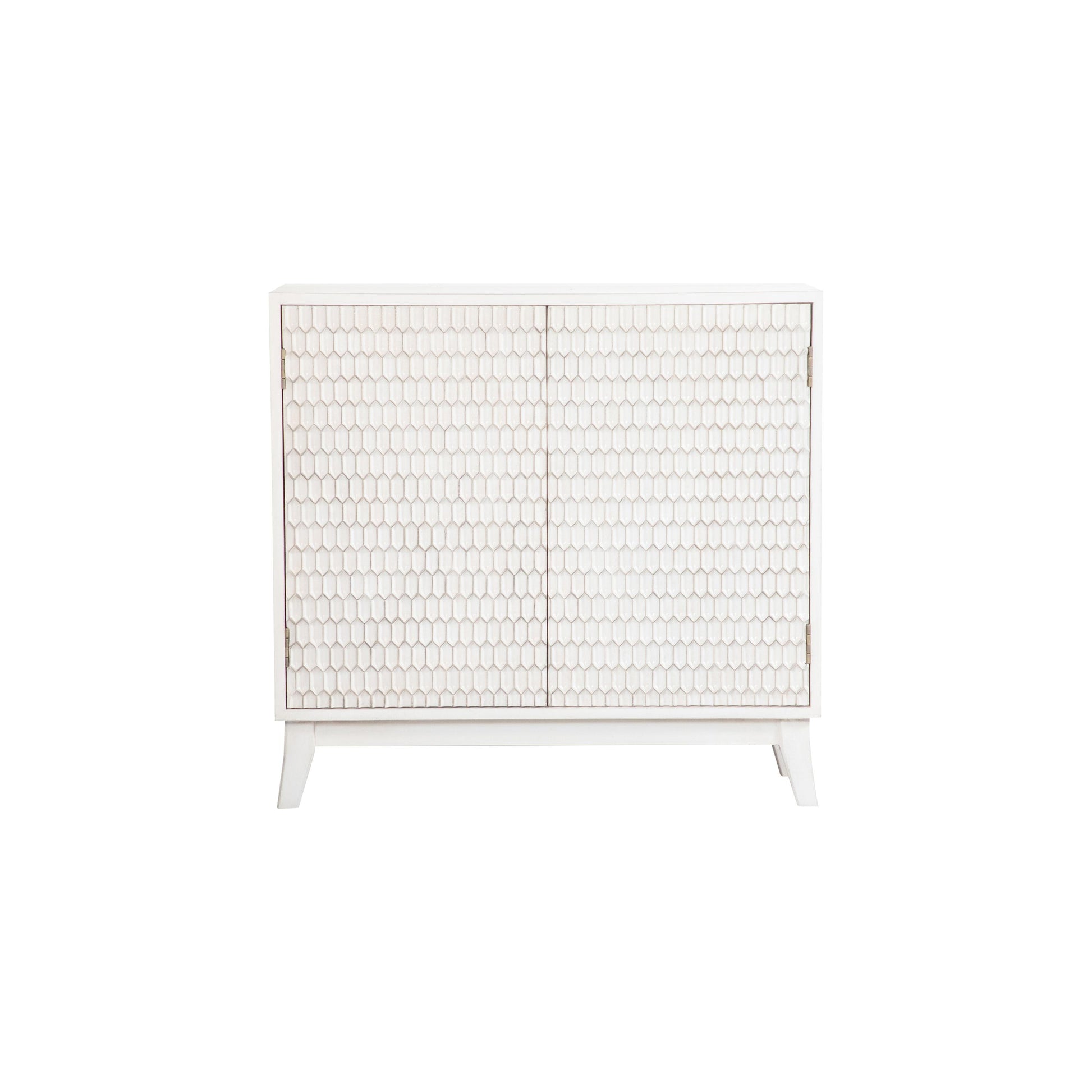  Coaster Furniture Gambon 953401 2-door Wood Honeycomb Pattern Accent Cabinet - White IMAGE 1