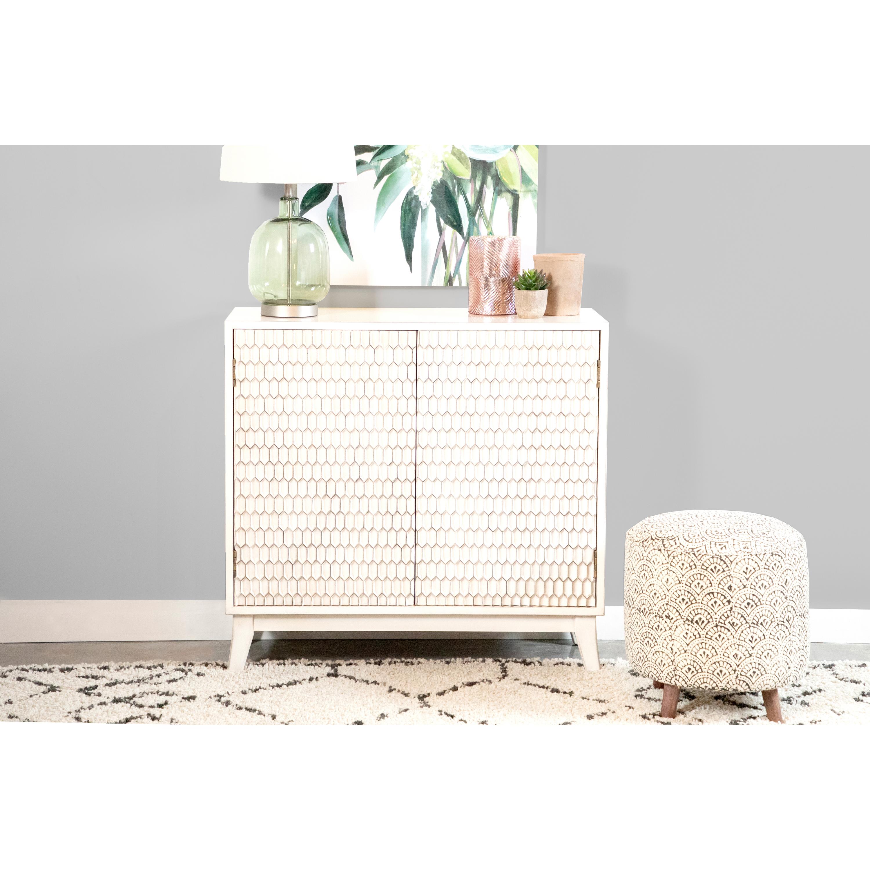  Coaster Furniture Gambon 953401 2-door Wood Honeycomb Pattern Accent Cabinet - White IMAGE 10