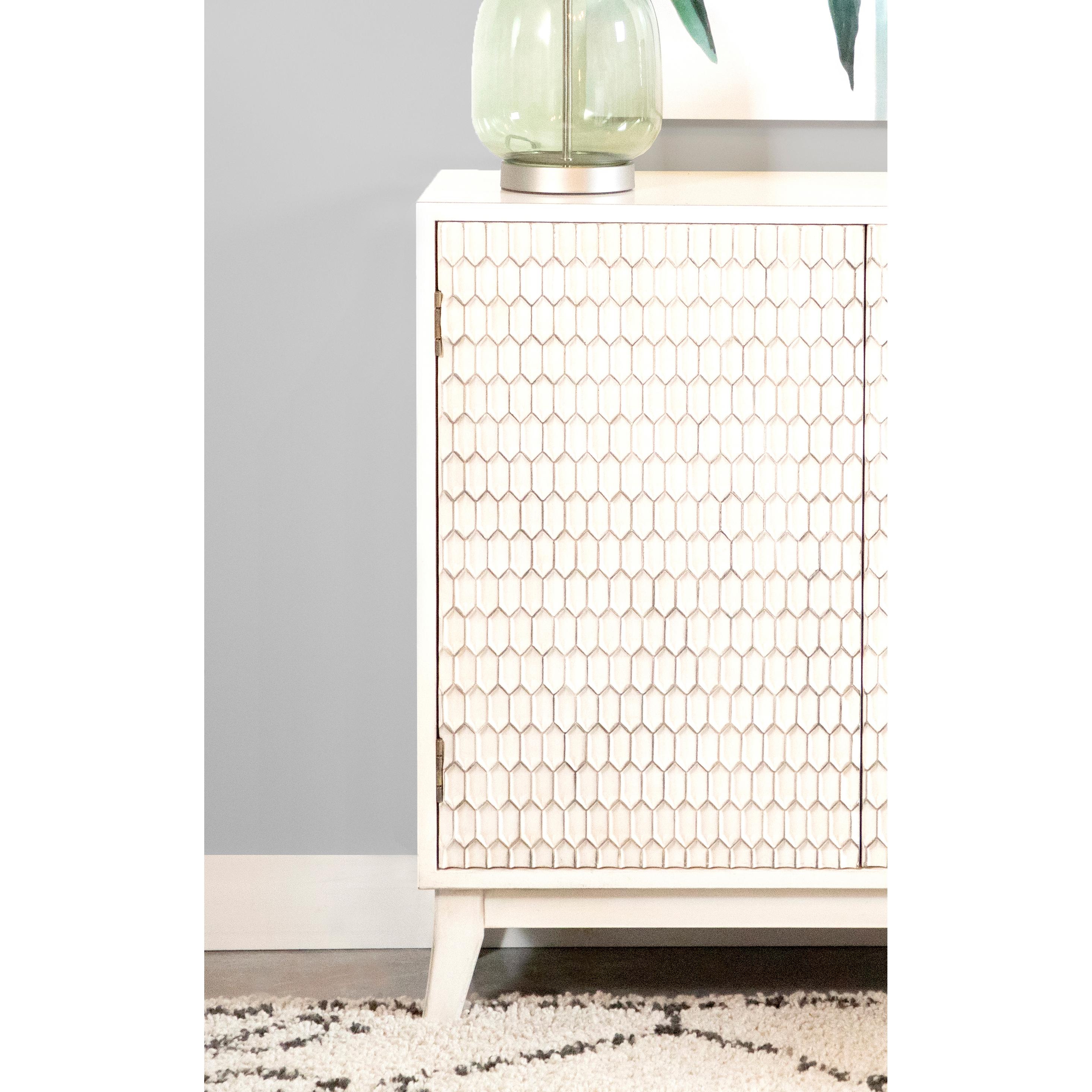  Coaster Furniture Gambon 953401 2-door Wood Honeycomb Pattern Accent Cabinet - White IMAGE 9
