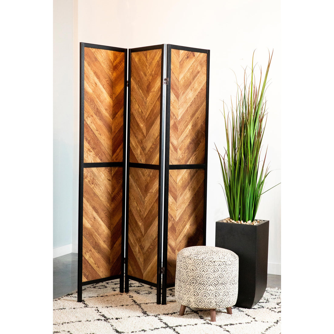  Coaster Furniture Marlene 962922 3-Panel Room Divider Folding Screen - Rustic Tobacco IMAGE 1