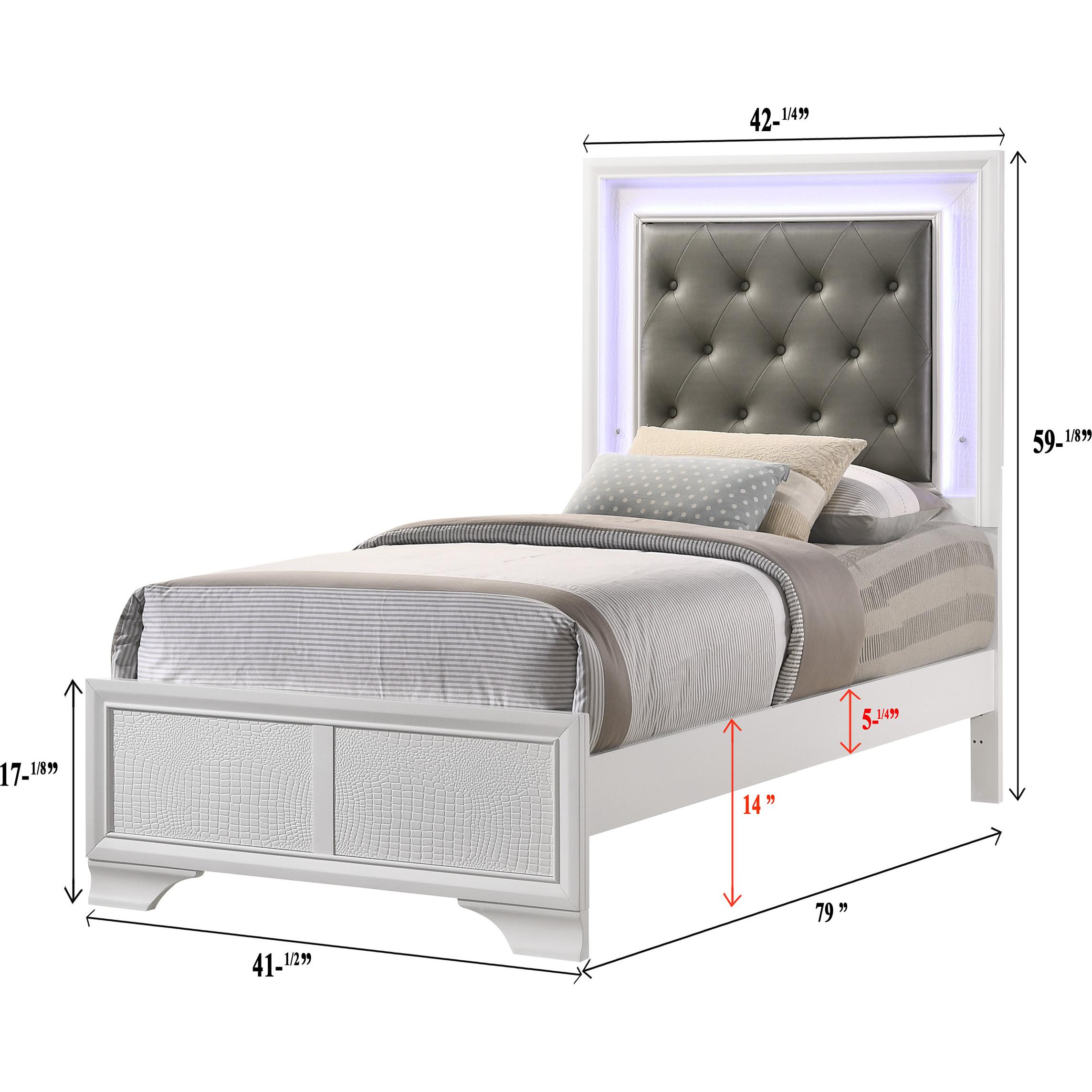  Size_Twin  -- Lyssa B4310-T Twin Bed with LED - Frost IMAGE 4