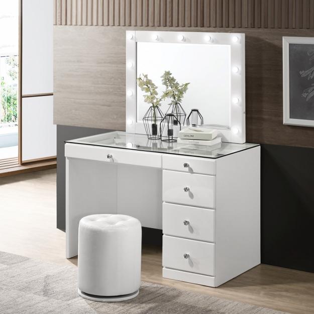  Crown Mark Morgan B4851WH-93 Round Swivel Stool - White IMAGE 2