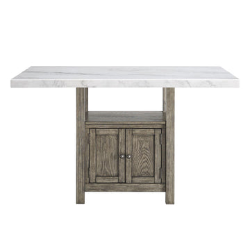  Steve Silver Furniture Grayson GS640 60-inch White Marble Counter Storage Table IMAGE 1
