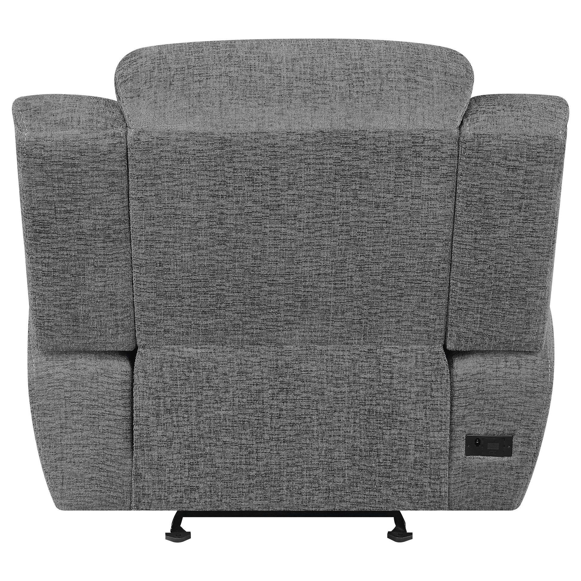  Coaster Furniture Bahrain 609543P Upholstered Power Glider Recliner - Charcoal IMAGE 6