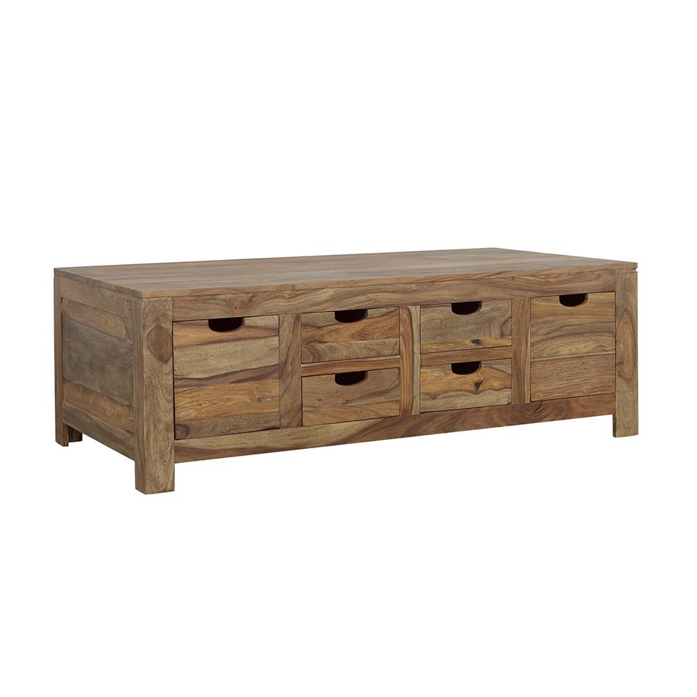  Coaster Furniture Esther 723888 6-Drawer Solid Wood Coffee Table - Natural Sheesham IMAGE 1