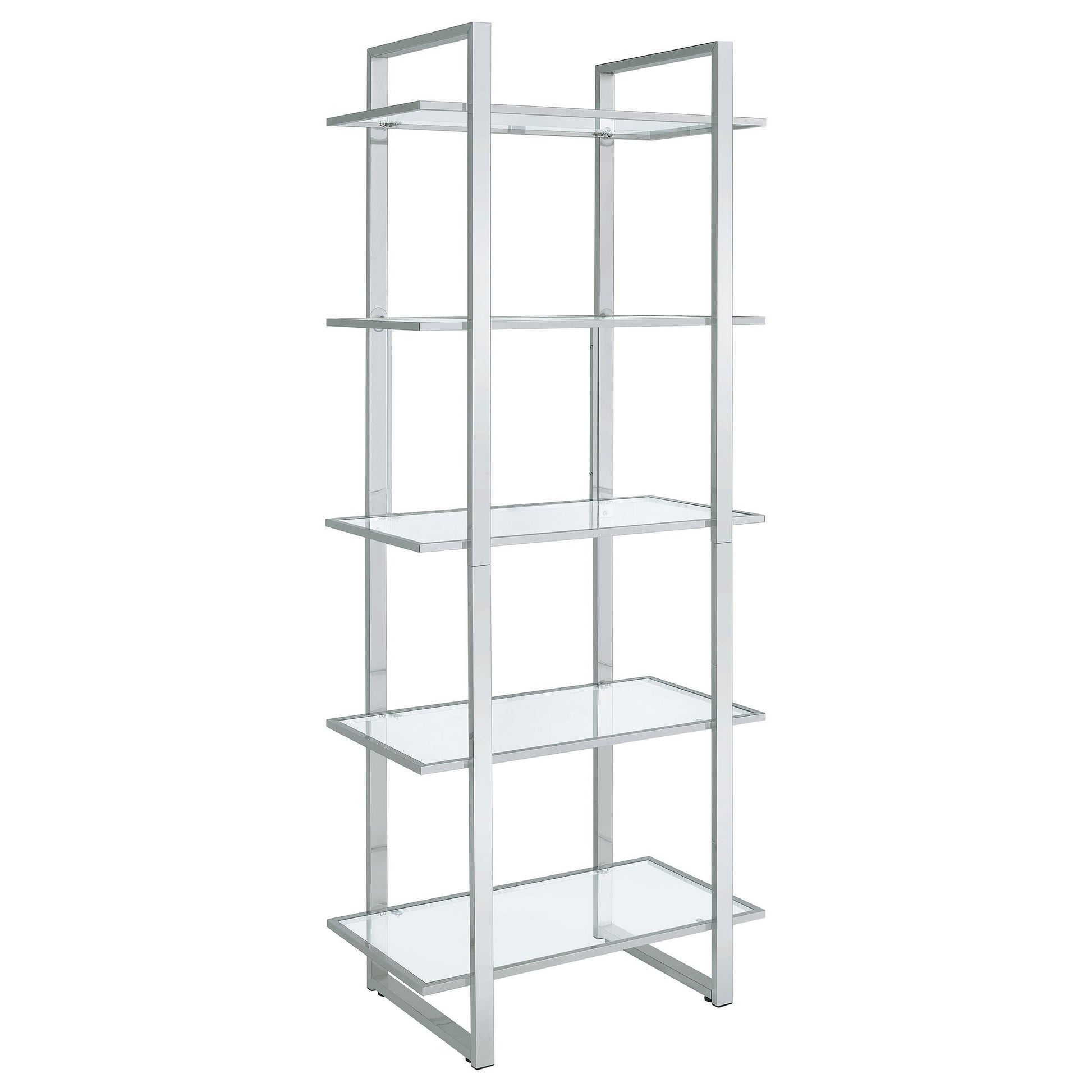  Coaster Furniture Hartford 805538 79-inch 5-shelf Glass Bookshelf - Chrome IMAGE 1