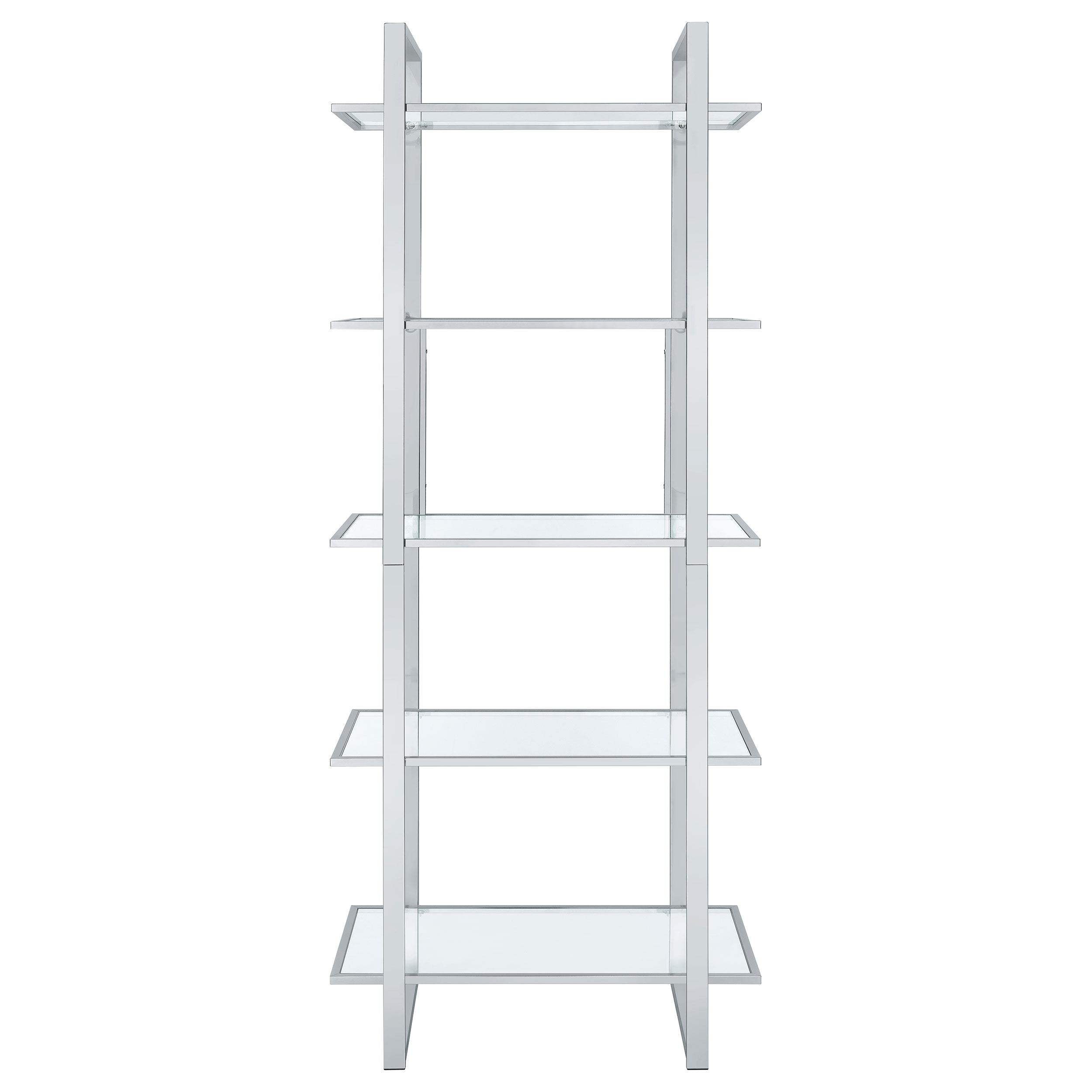  Coaster Furniture Hartford 805538 79-inch 5-shelf Glass Bookshelf - Chrome IMAGE 2